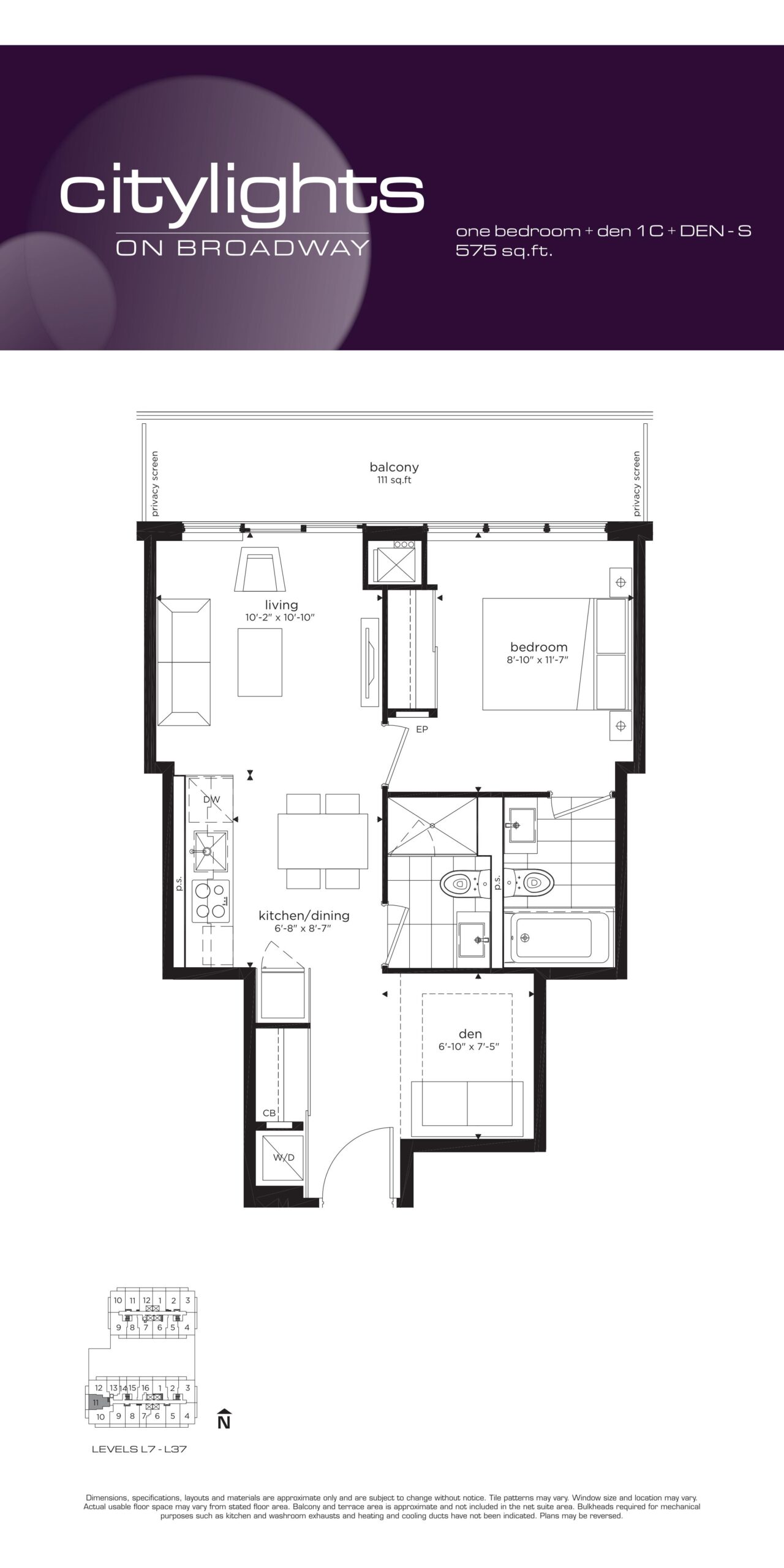 1C+DEN-PS floor plan