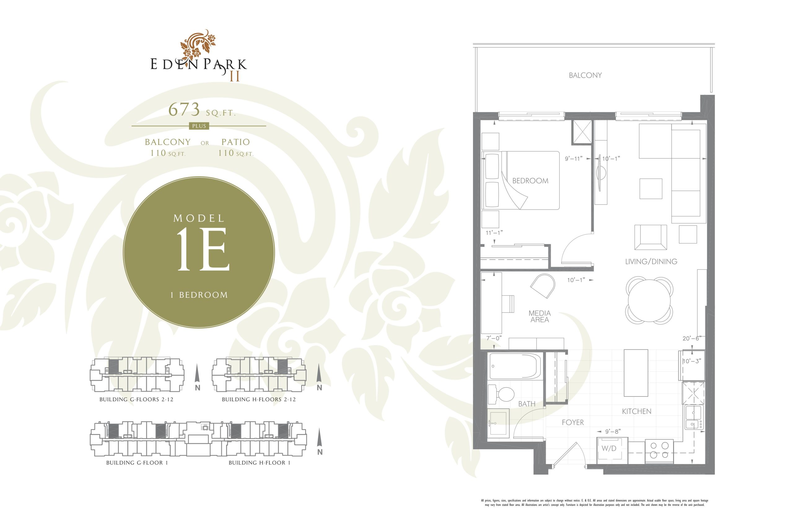 Model 1E floor plan