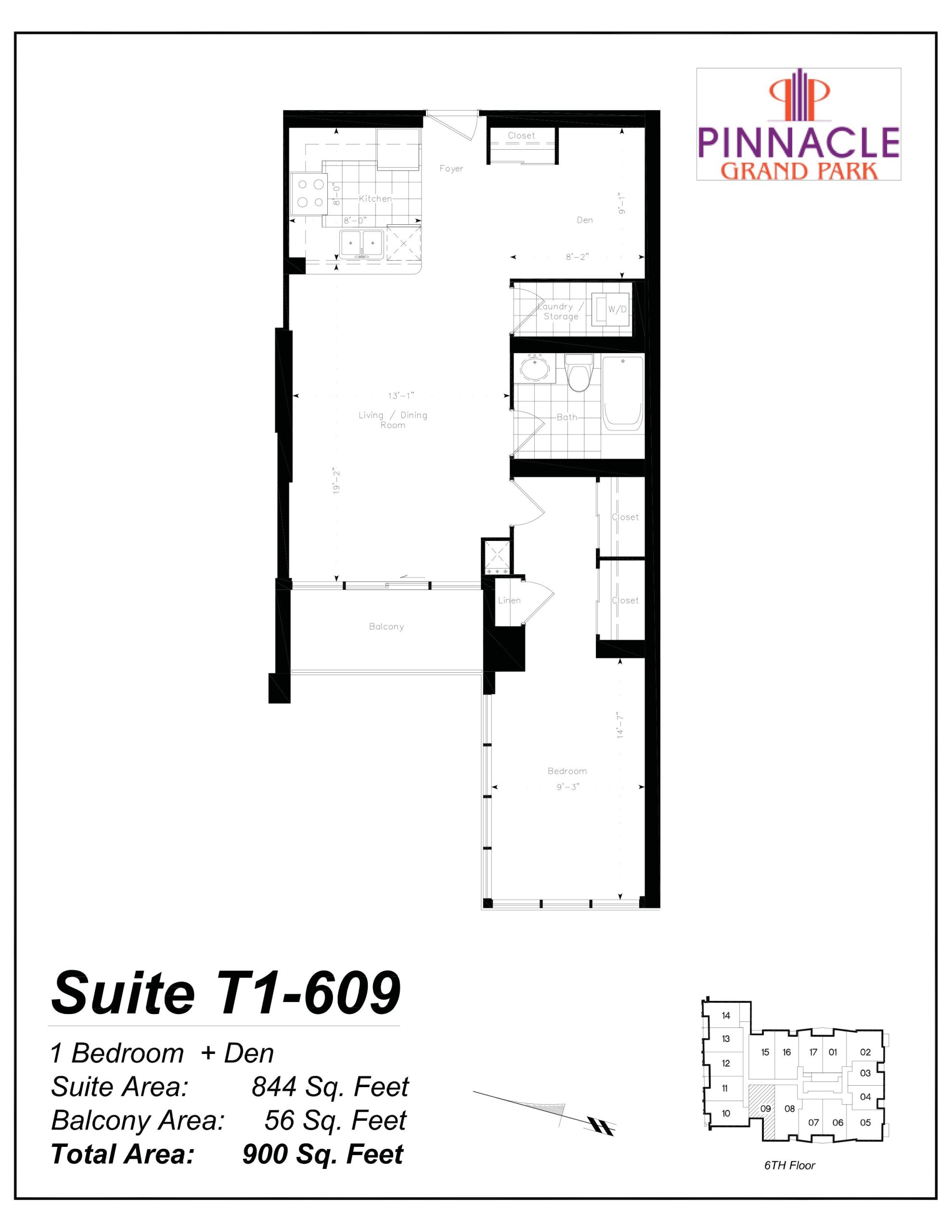 Suite T1-609 floor plan