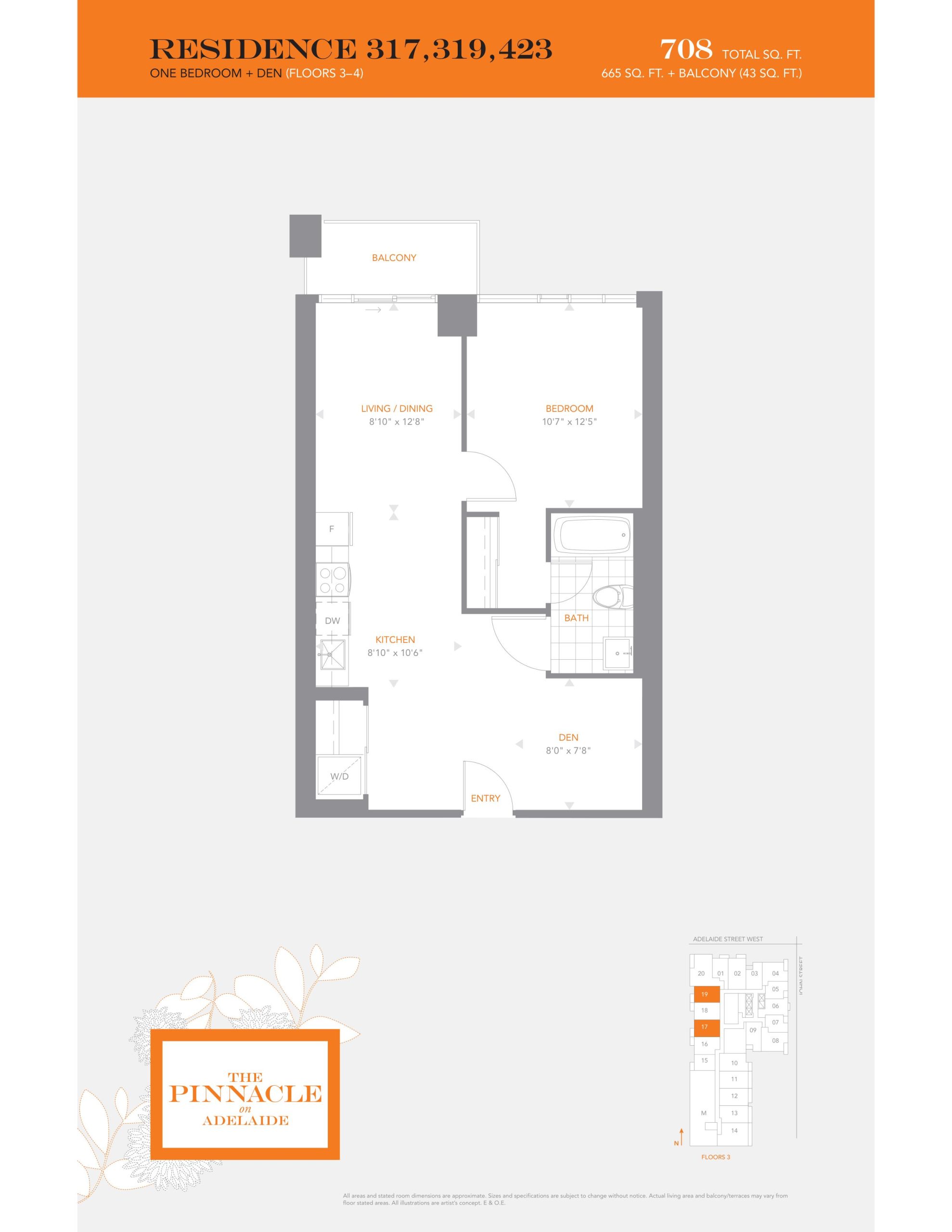 Residence 317, 319, 423 floor plan