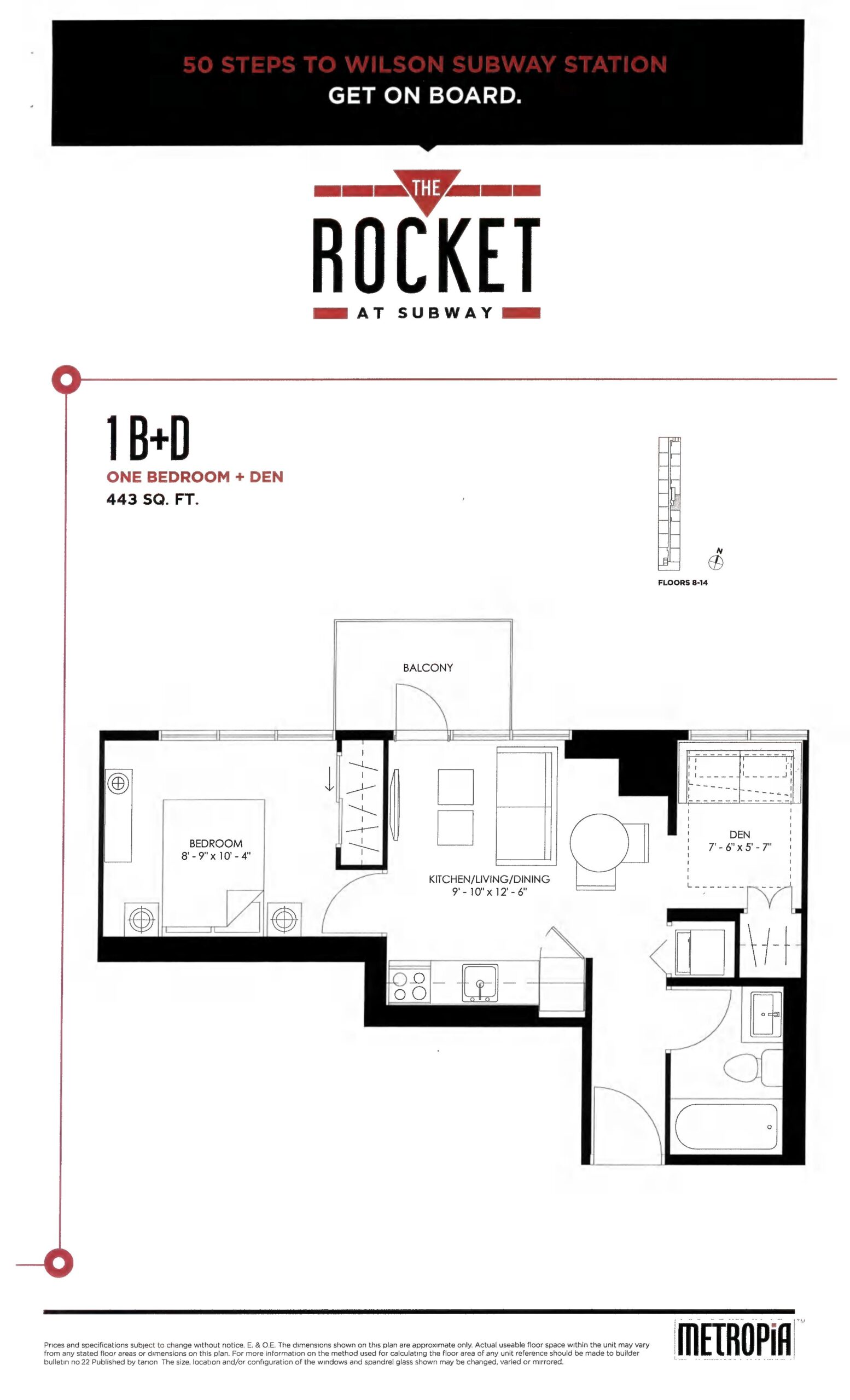 1B+D floor plan