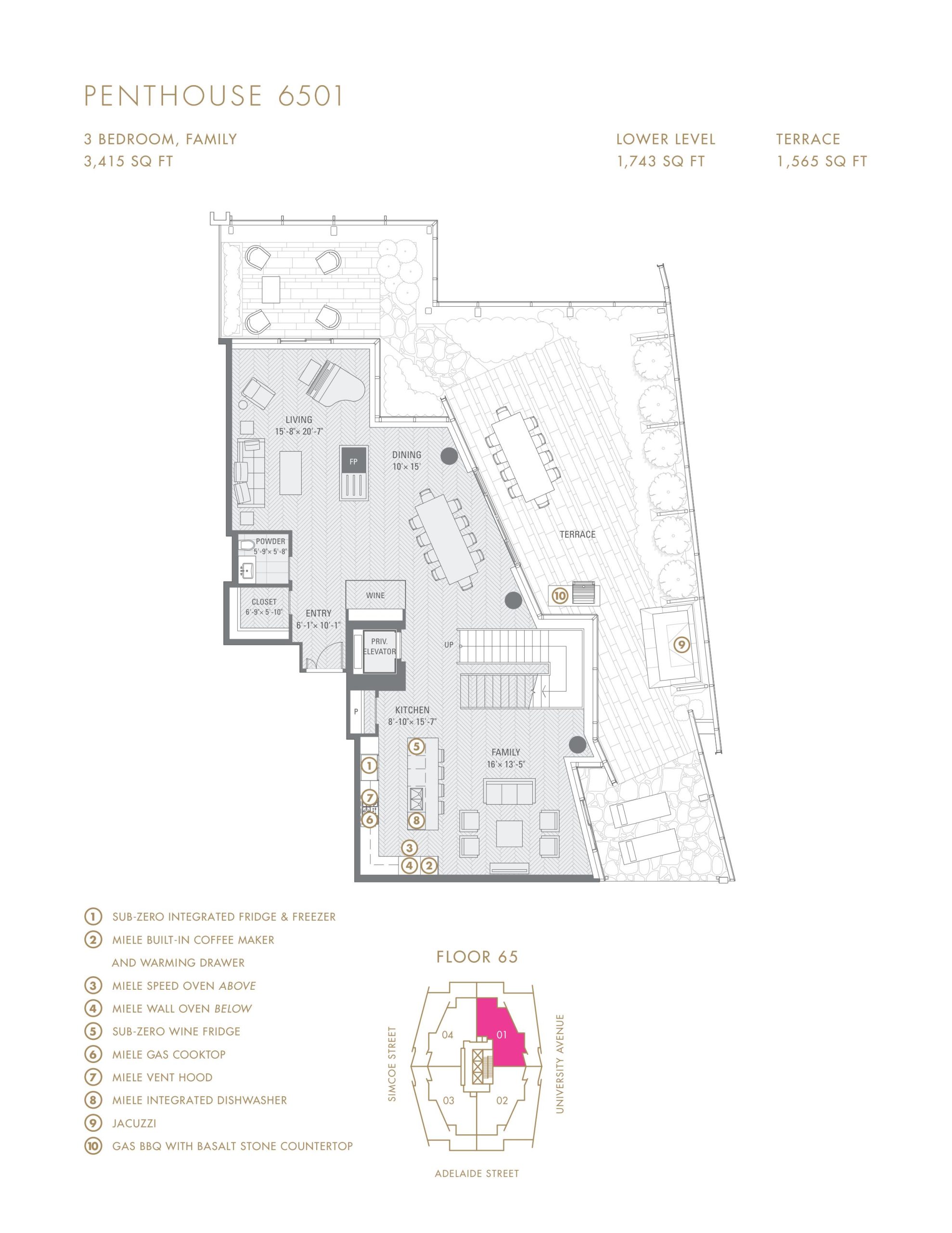 Penthouse 6501 - Lower Level (1/2) floor plan