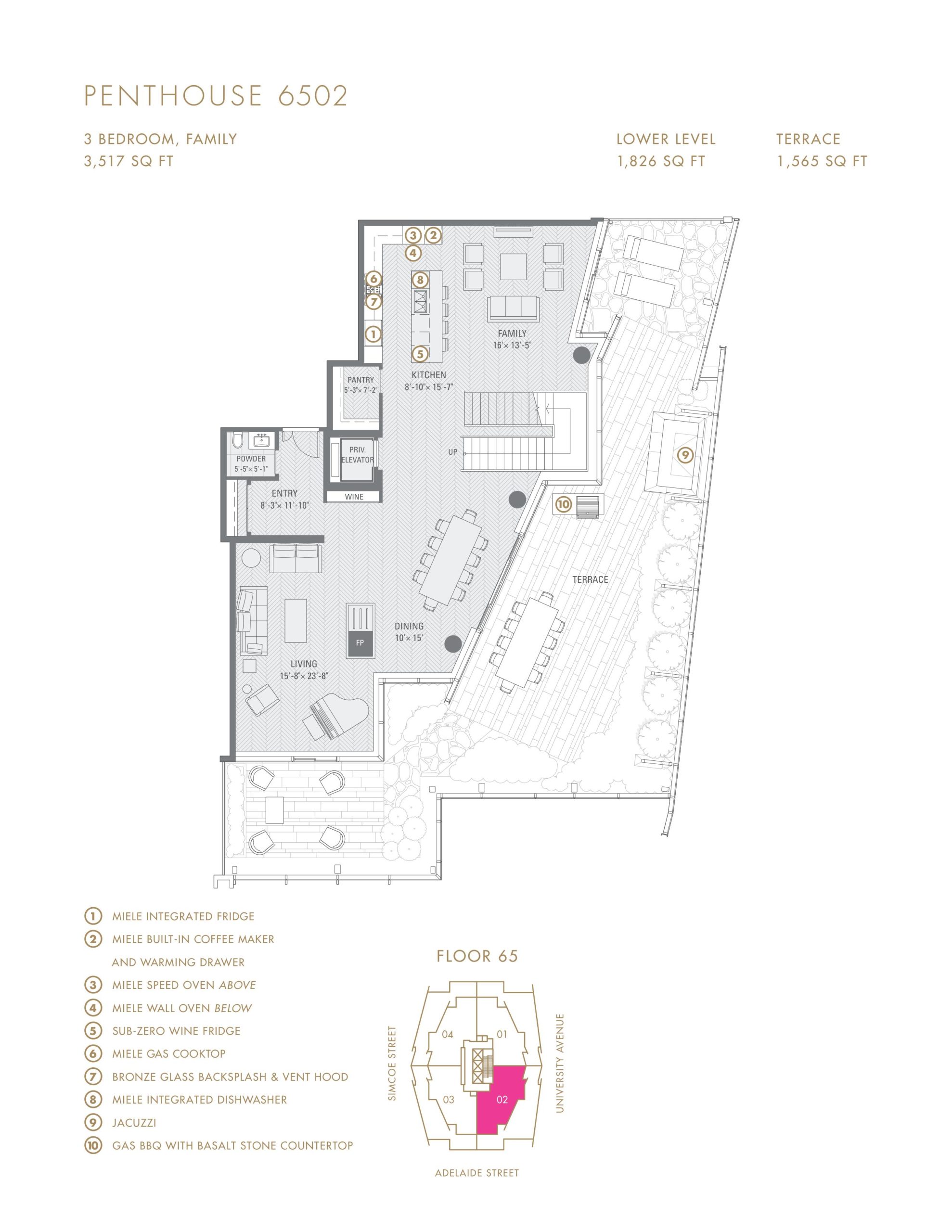 Penthouse 6502 - Lower Level (1/2) floor plan