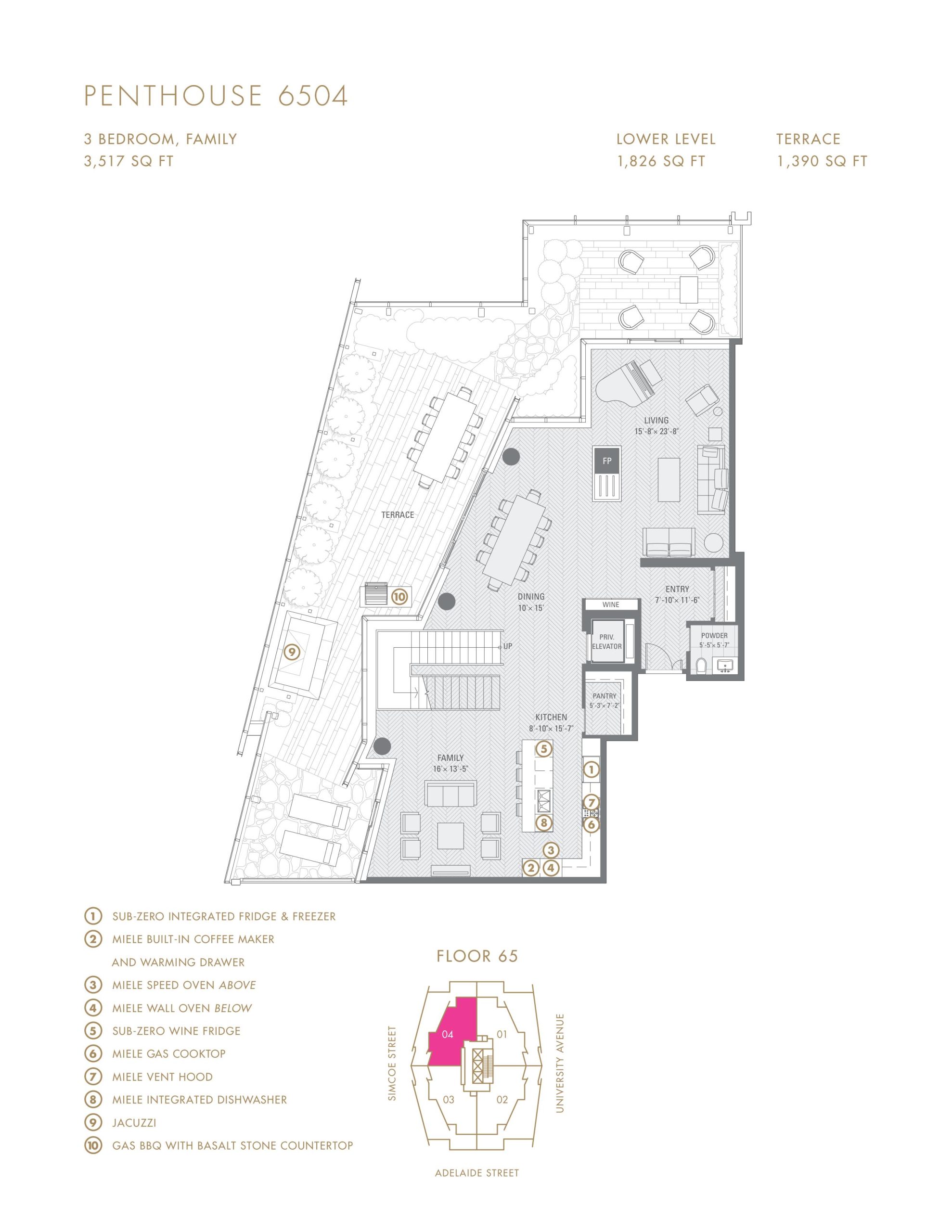 Penthouse 6504 - Lower Level (1/2) floor plan