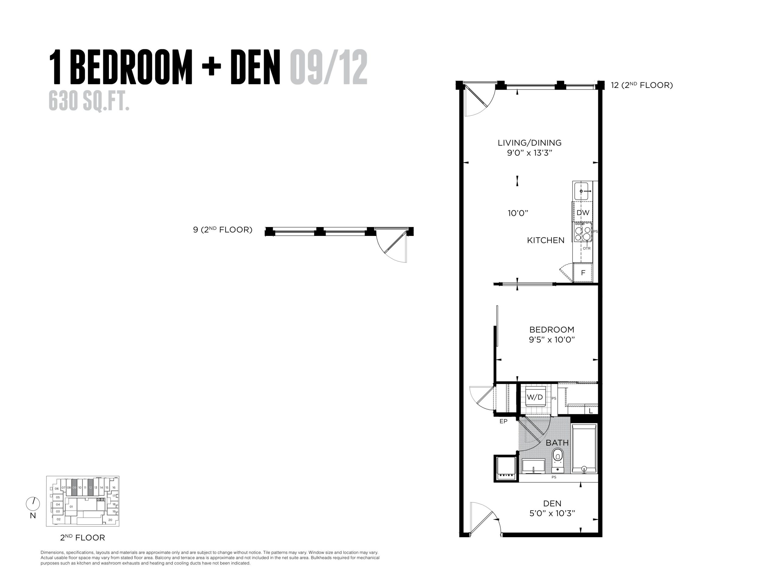 1 Bedroom + Den 09/12 floor plan