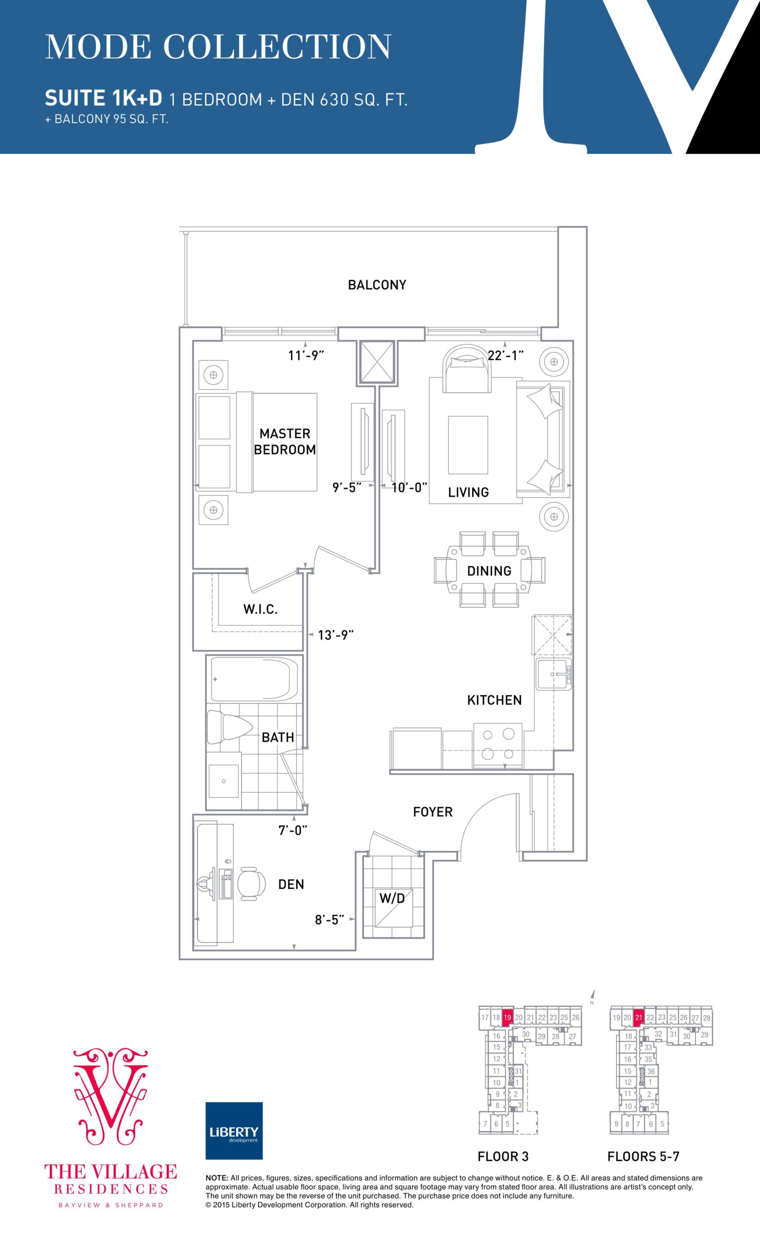 1K+D floor plan