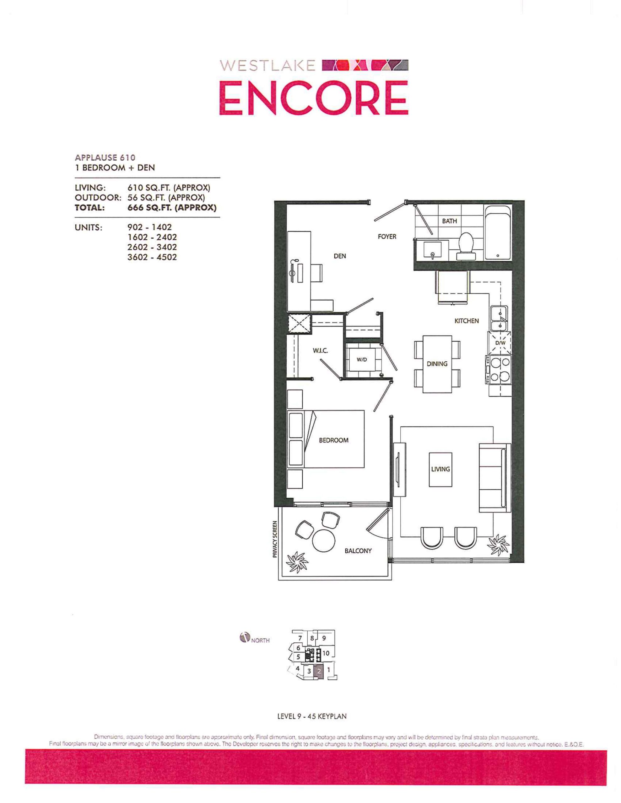 Applause 610 floor plan