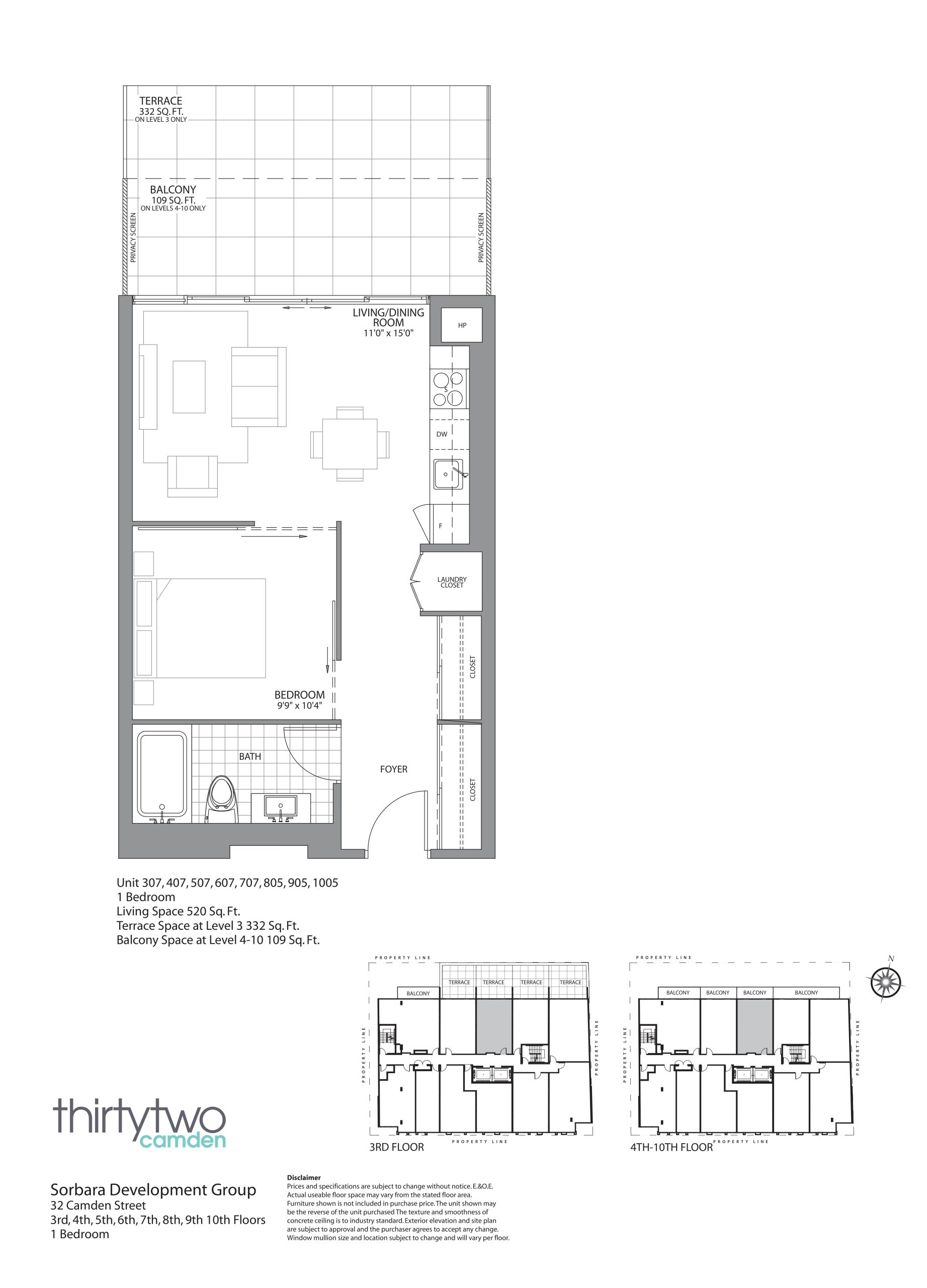 Unit 307, 407, 507, 607, 707, 805, 905, 1005 floor plan