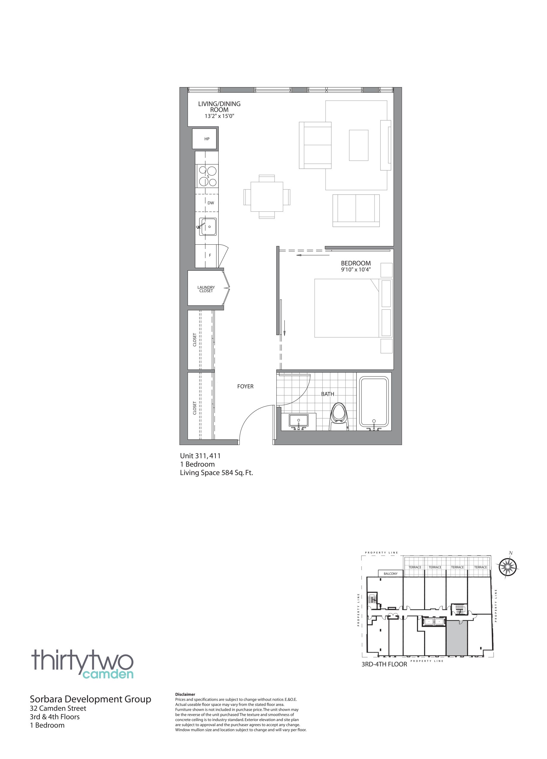 Unit 311, 411 floor plan