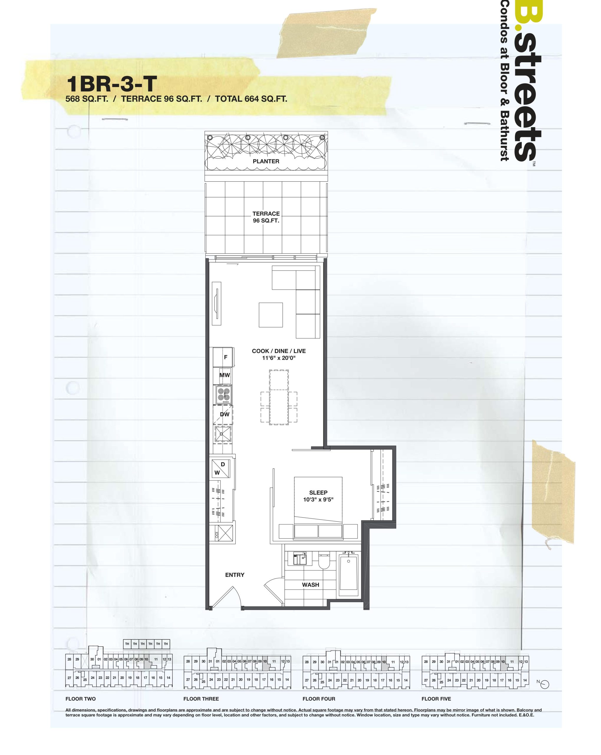 1BR-3-T floor plan