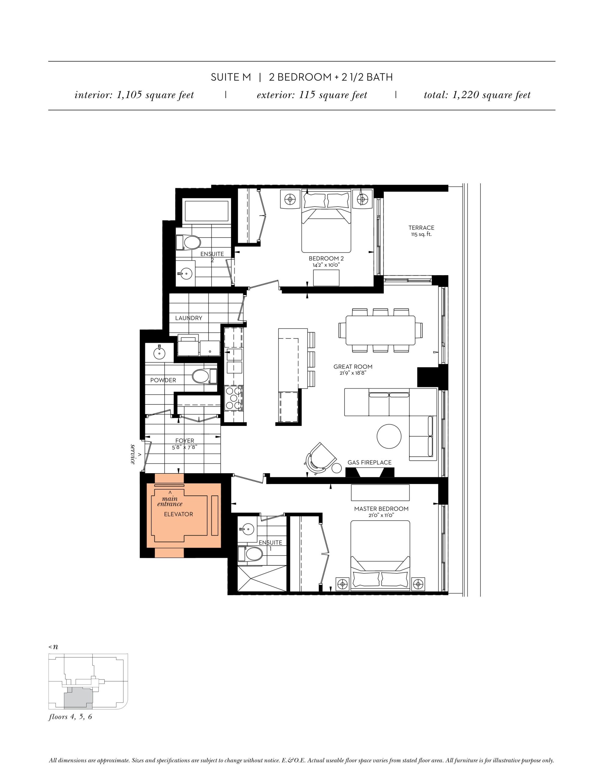 Suite M (Terrace) floor plan