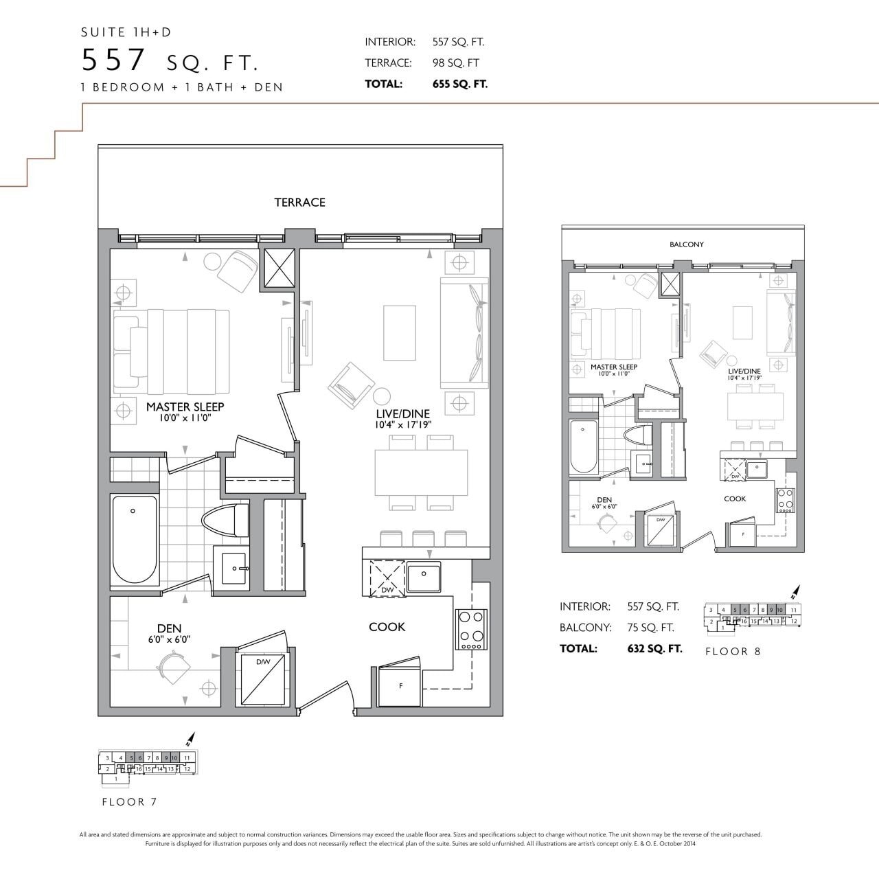 Suite 1H+D floor plan