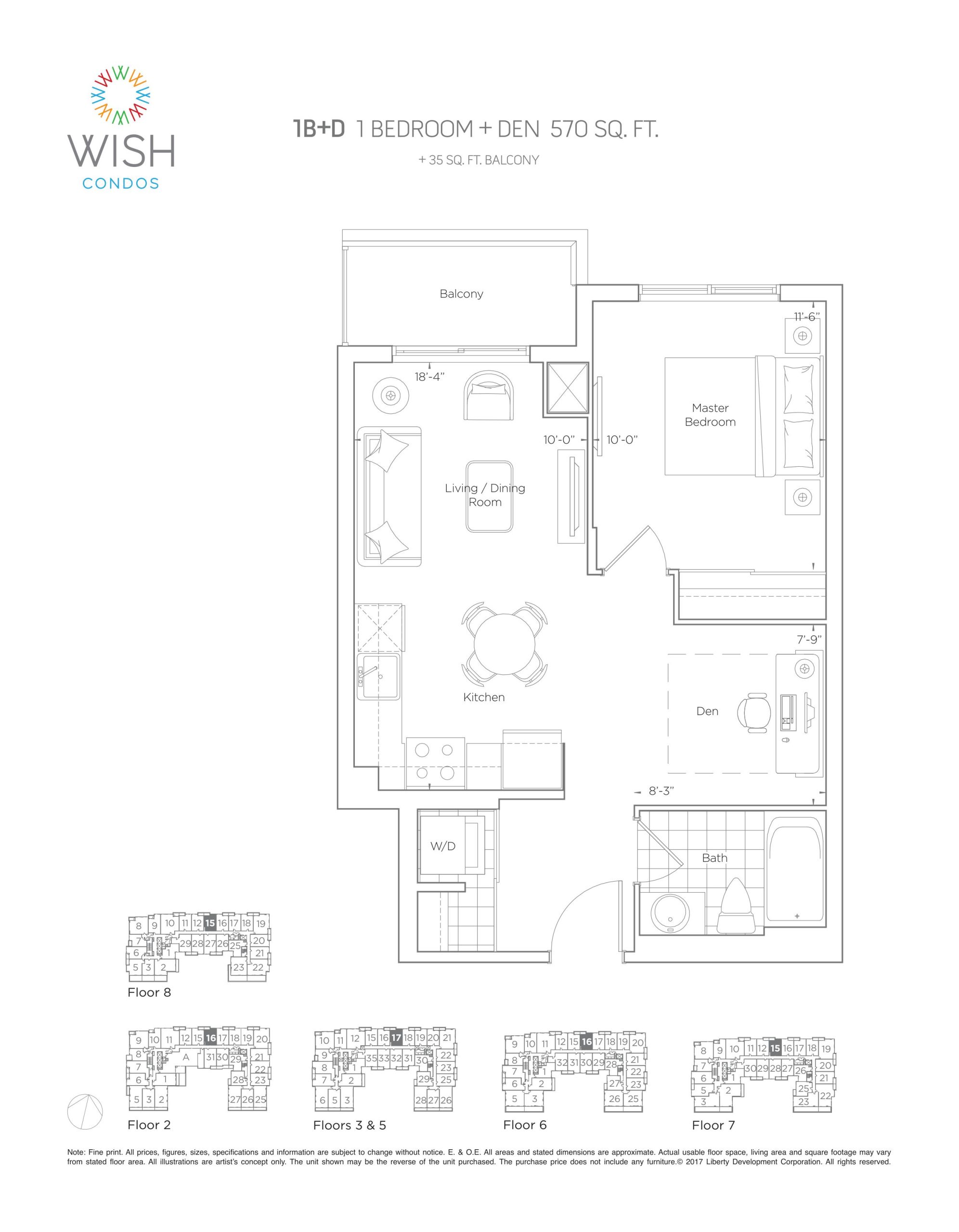 1B+D floor plan