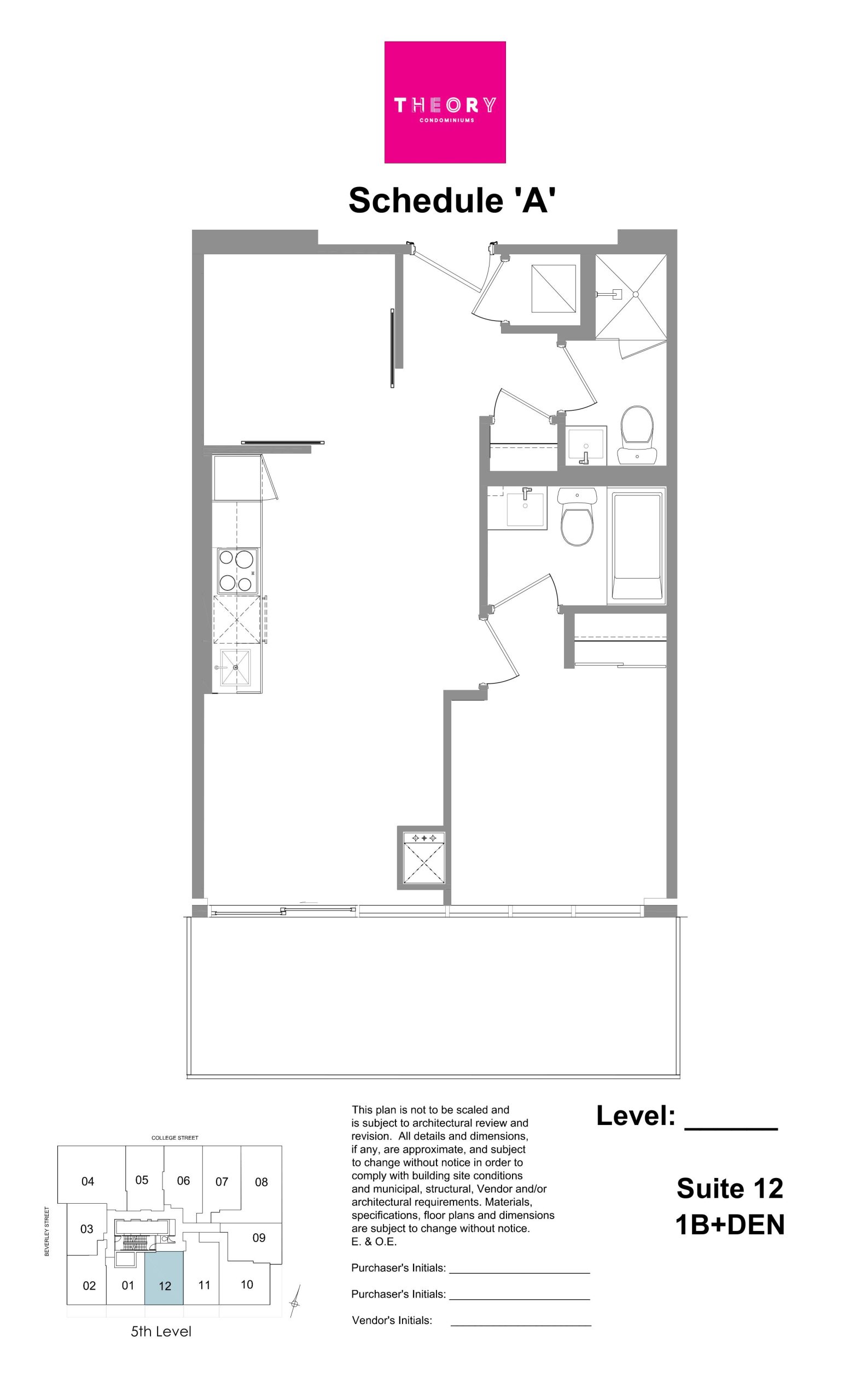 Suite 12 - 1B+Den floor plan