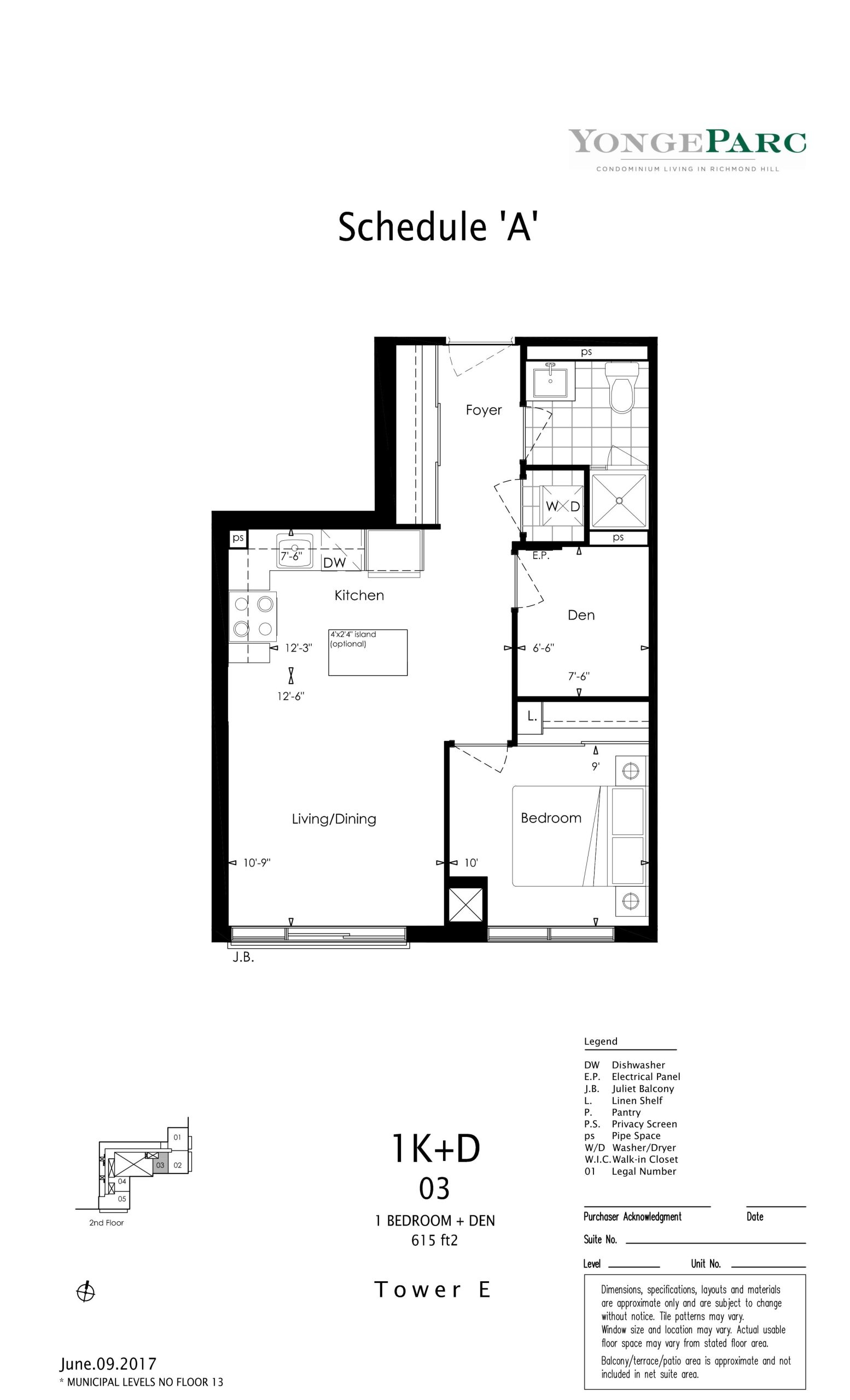 1K+D floor plan