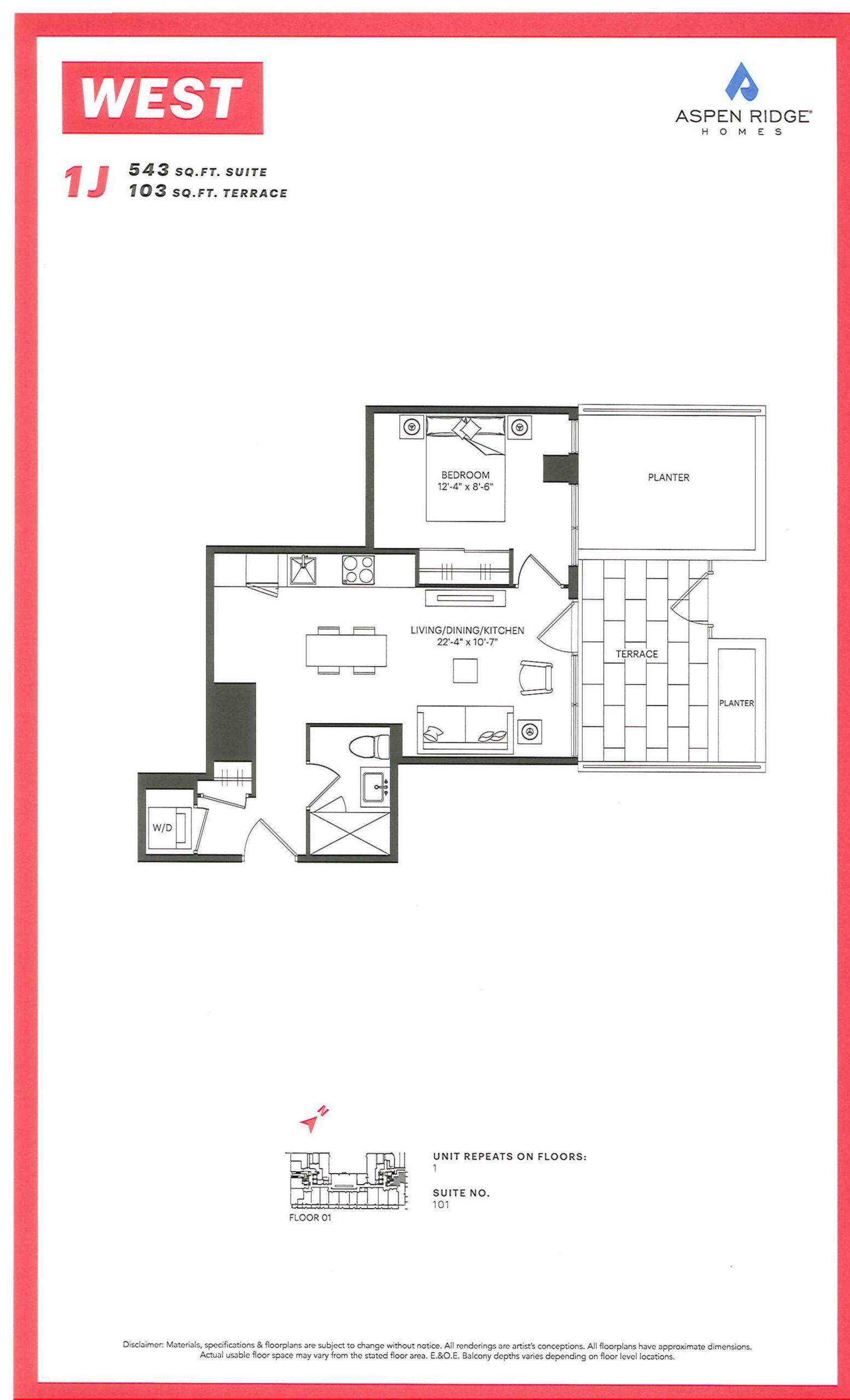 1J floor plan