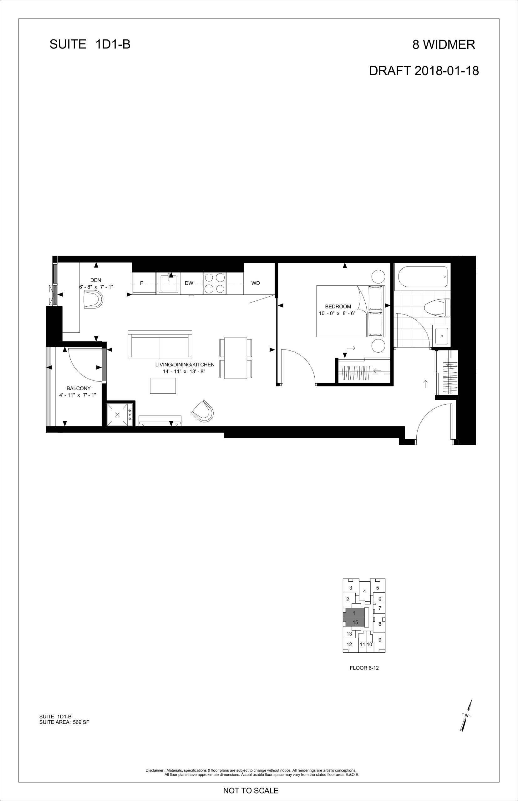 Suite 1D1-B floor plan