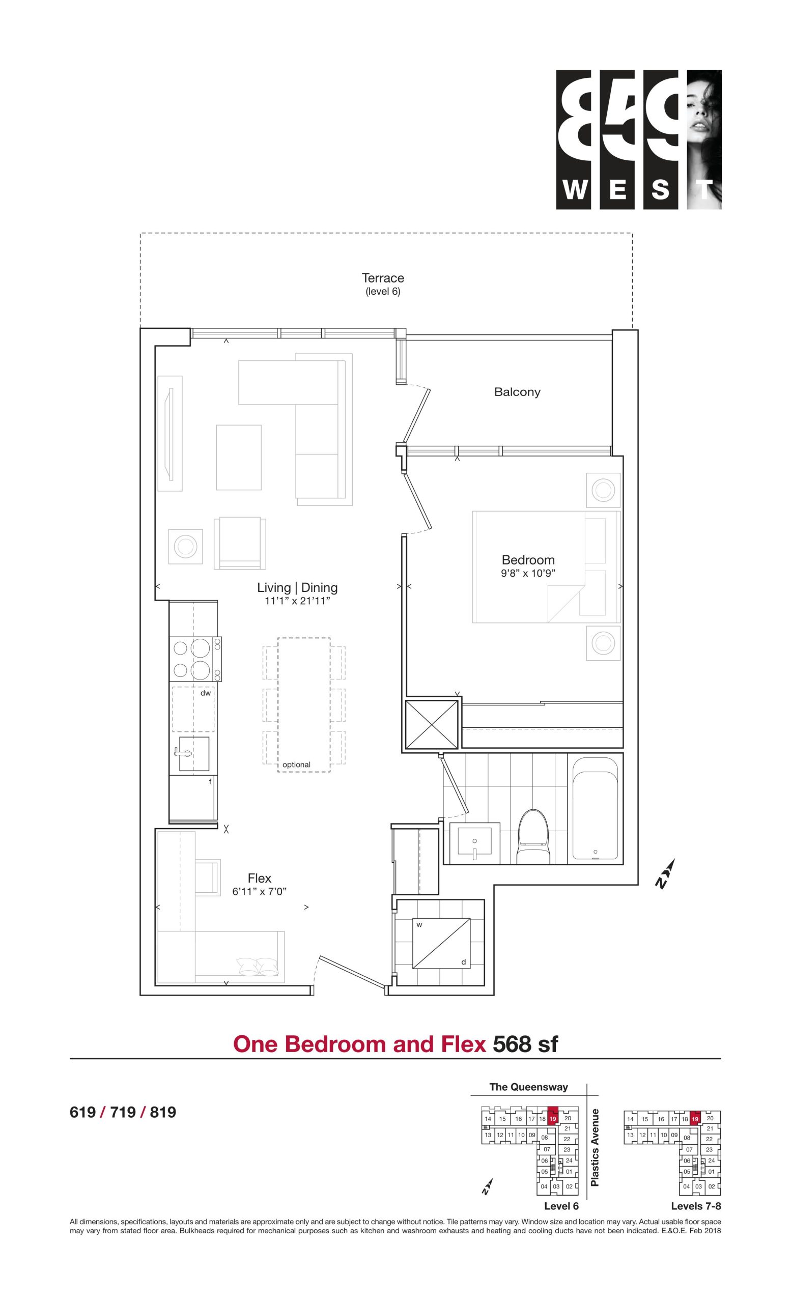 568 sf floor plan