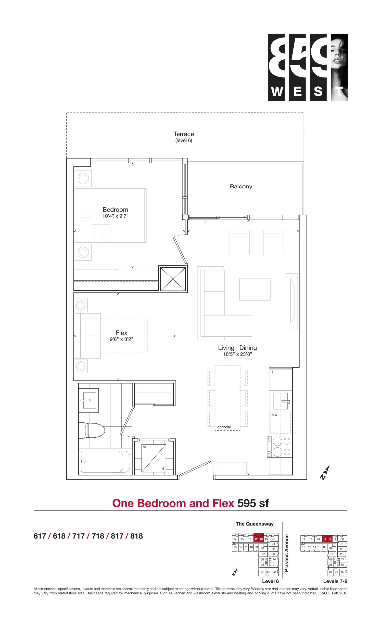 595 sf floor plan