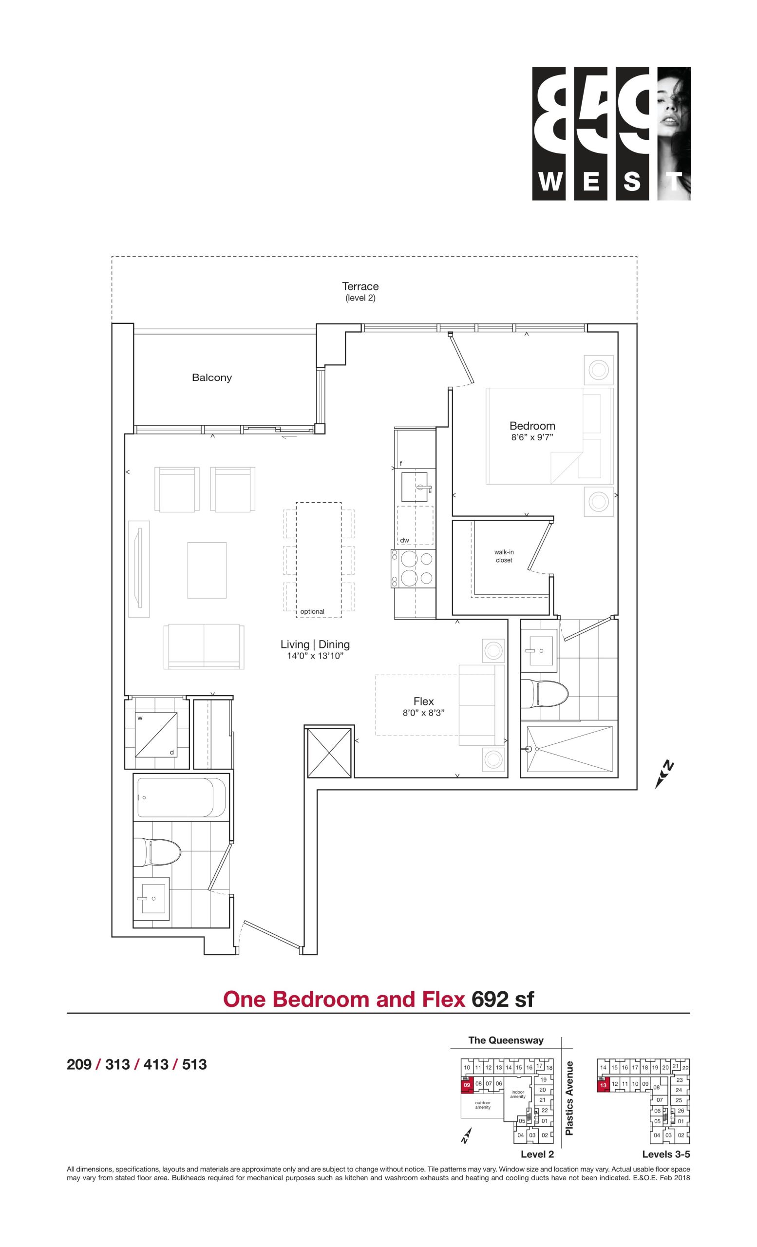 692 sf floor plan
