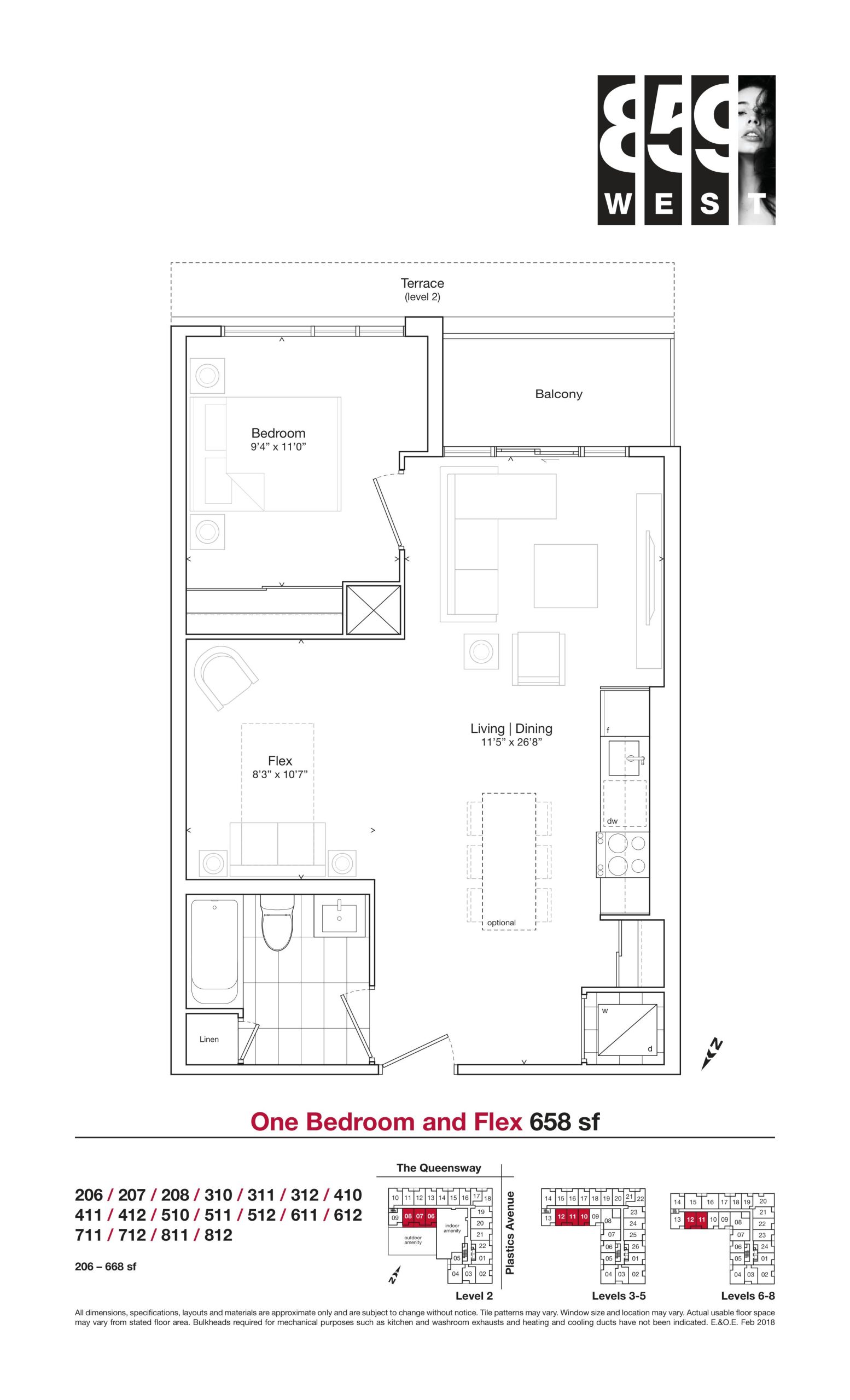 658 sf floor plan