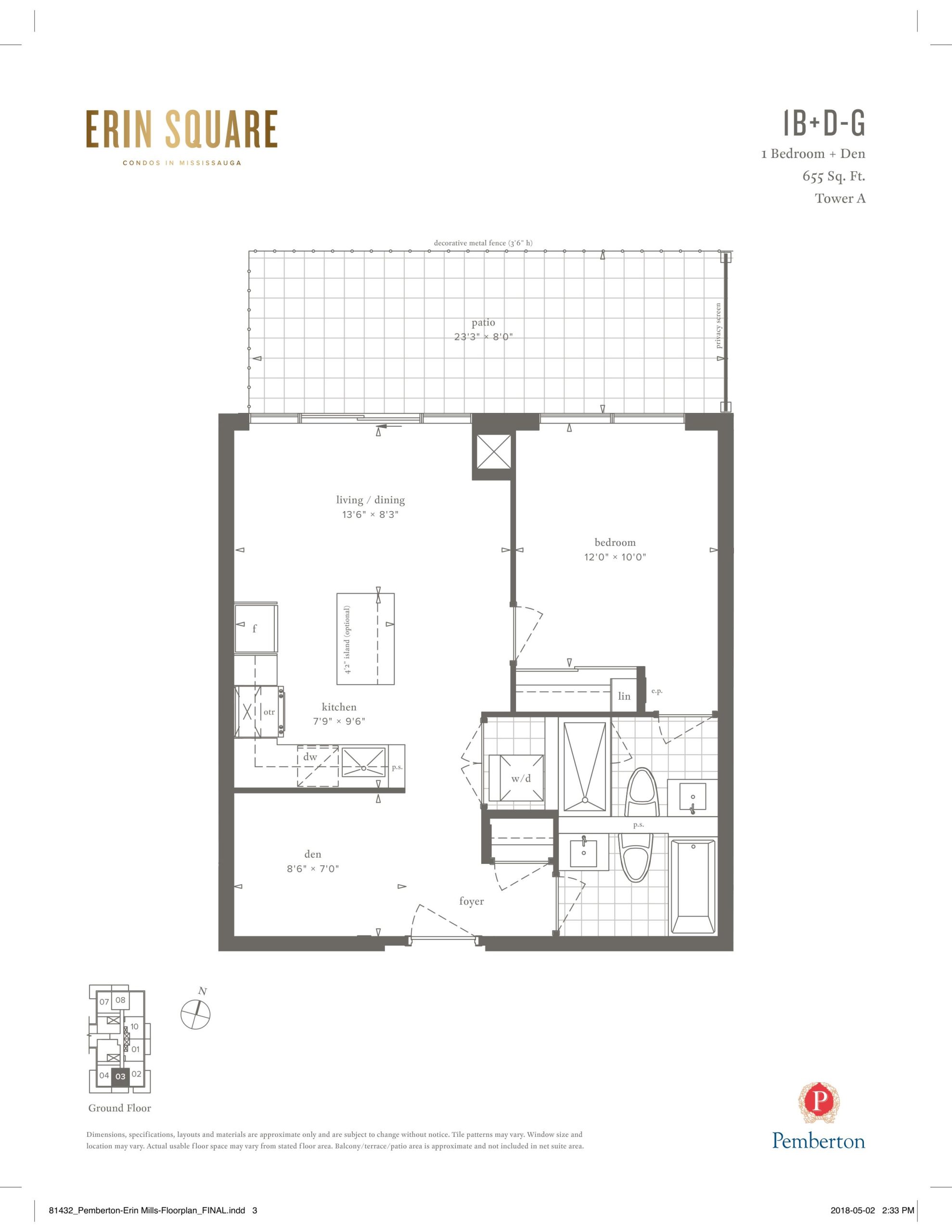 1B+D-G floor plan