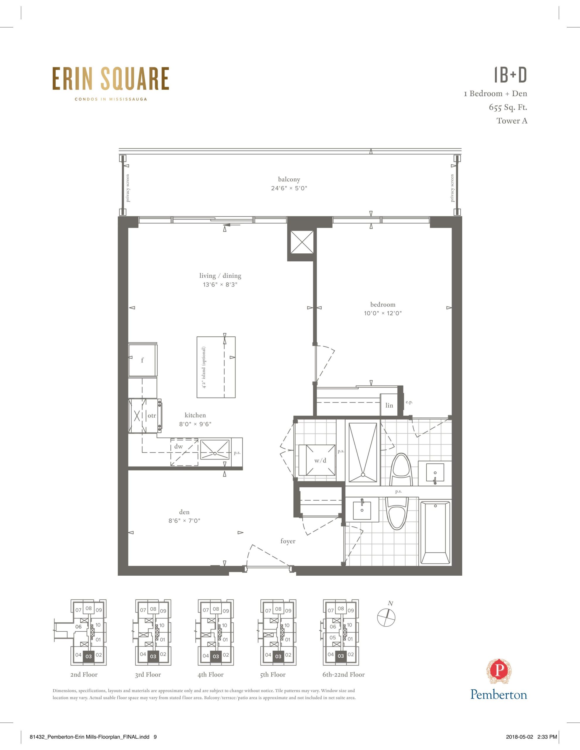 1B+D floor plan