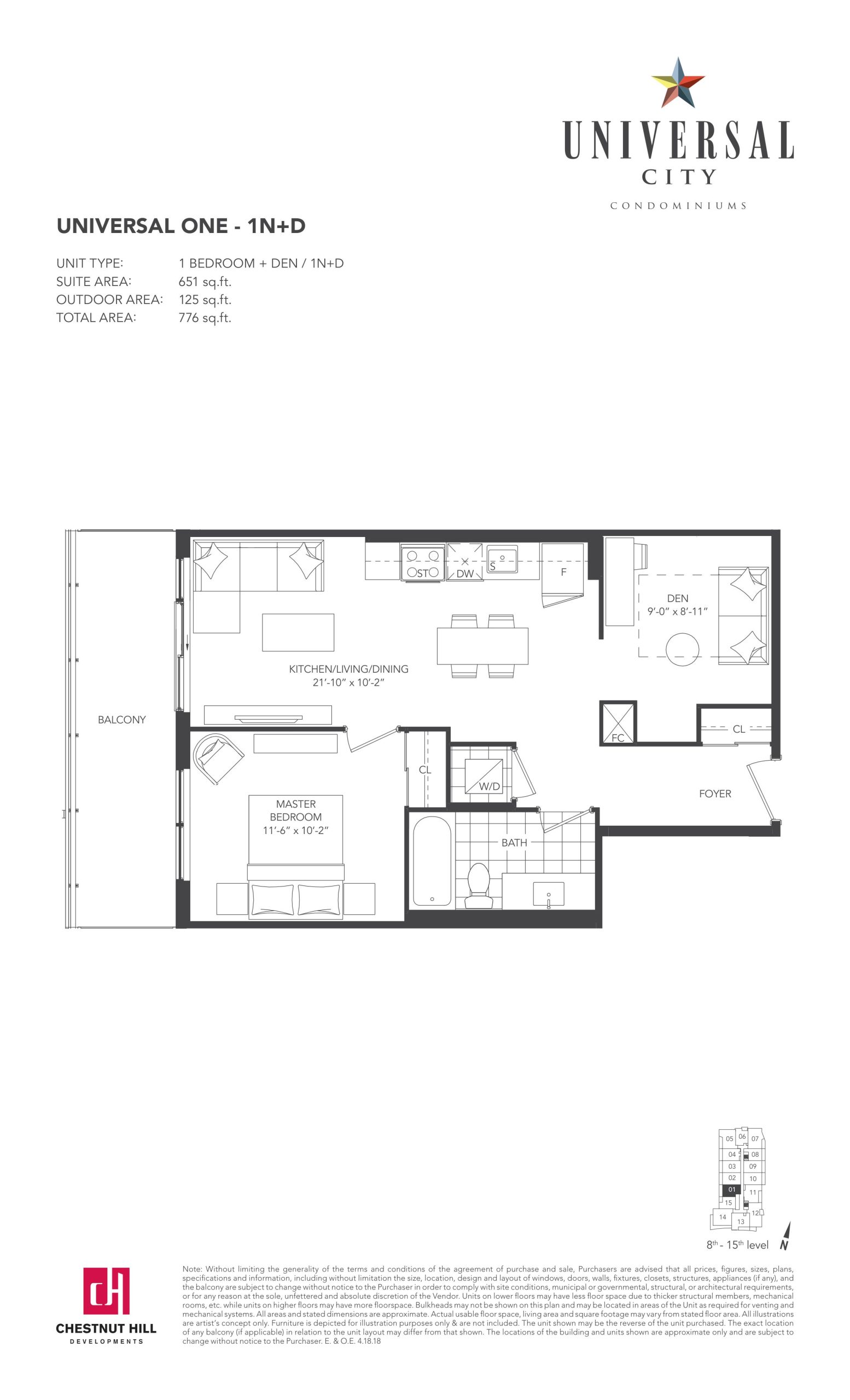 1N+D floor plan