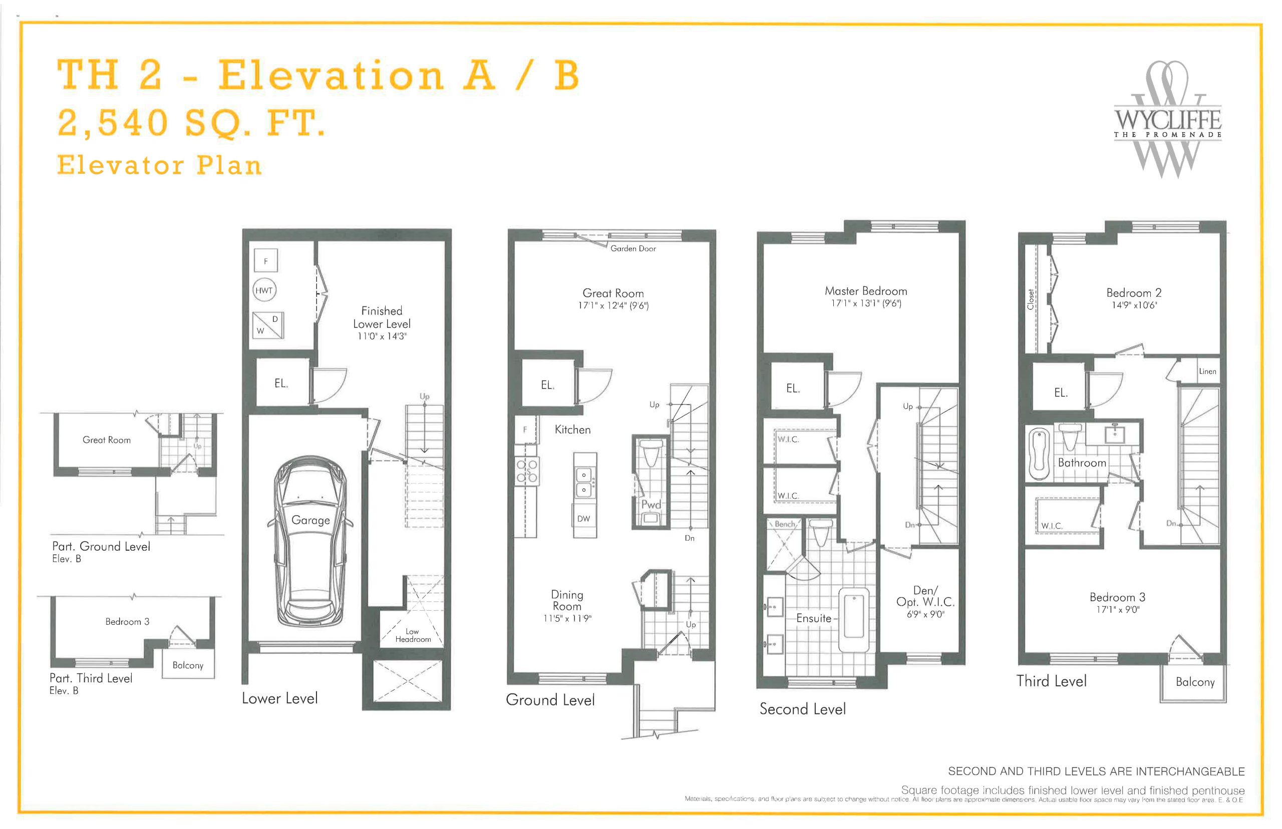 TH 2 - Elevation A/B Elevator Plan floor plan