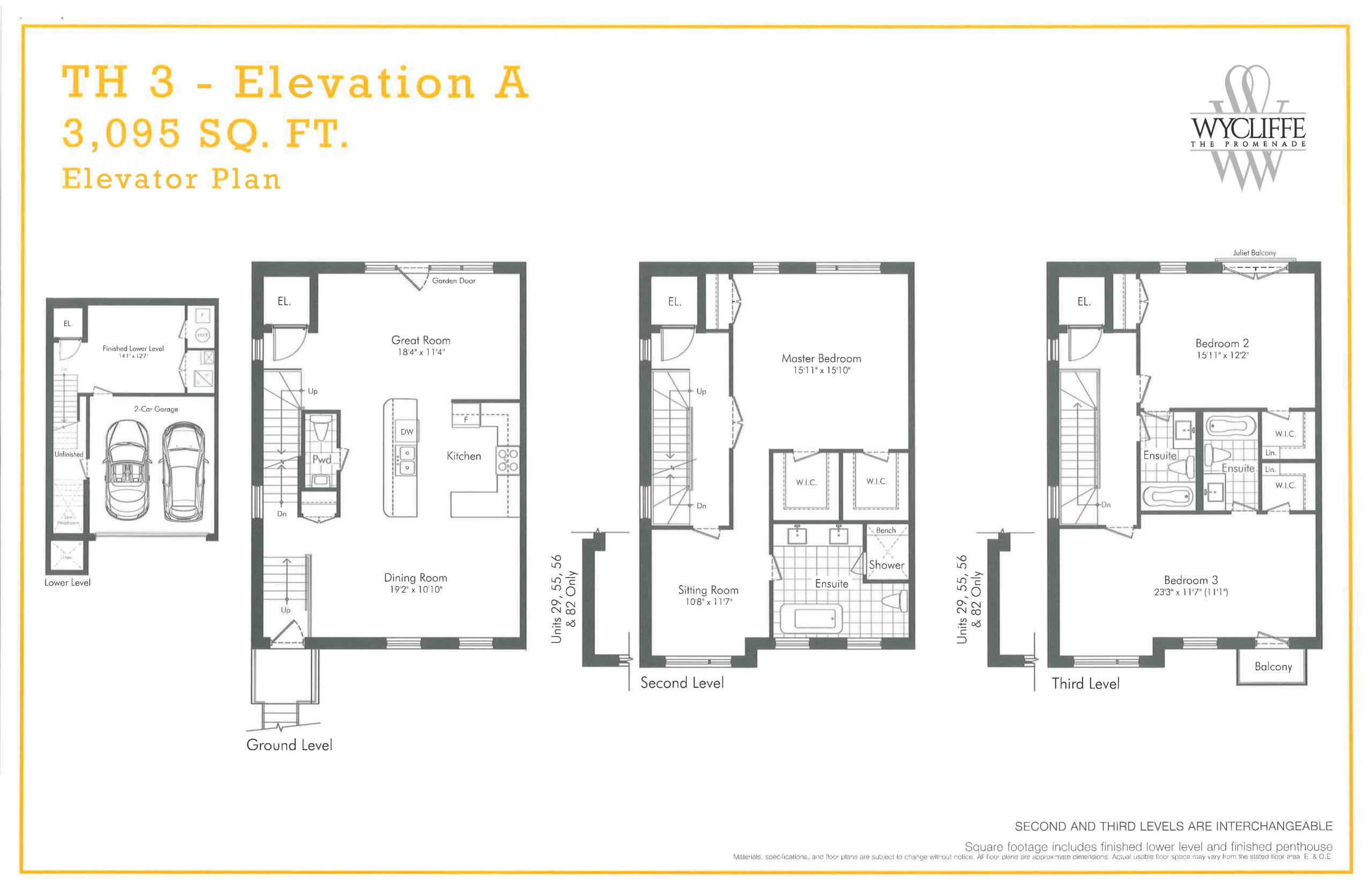 TH 3 - Elevation A Elevator Plan floor plan