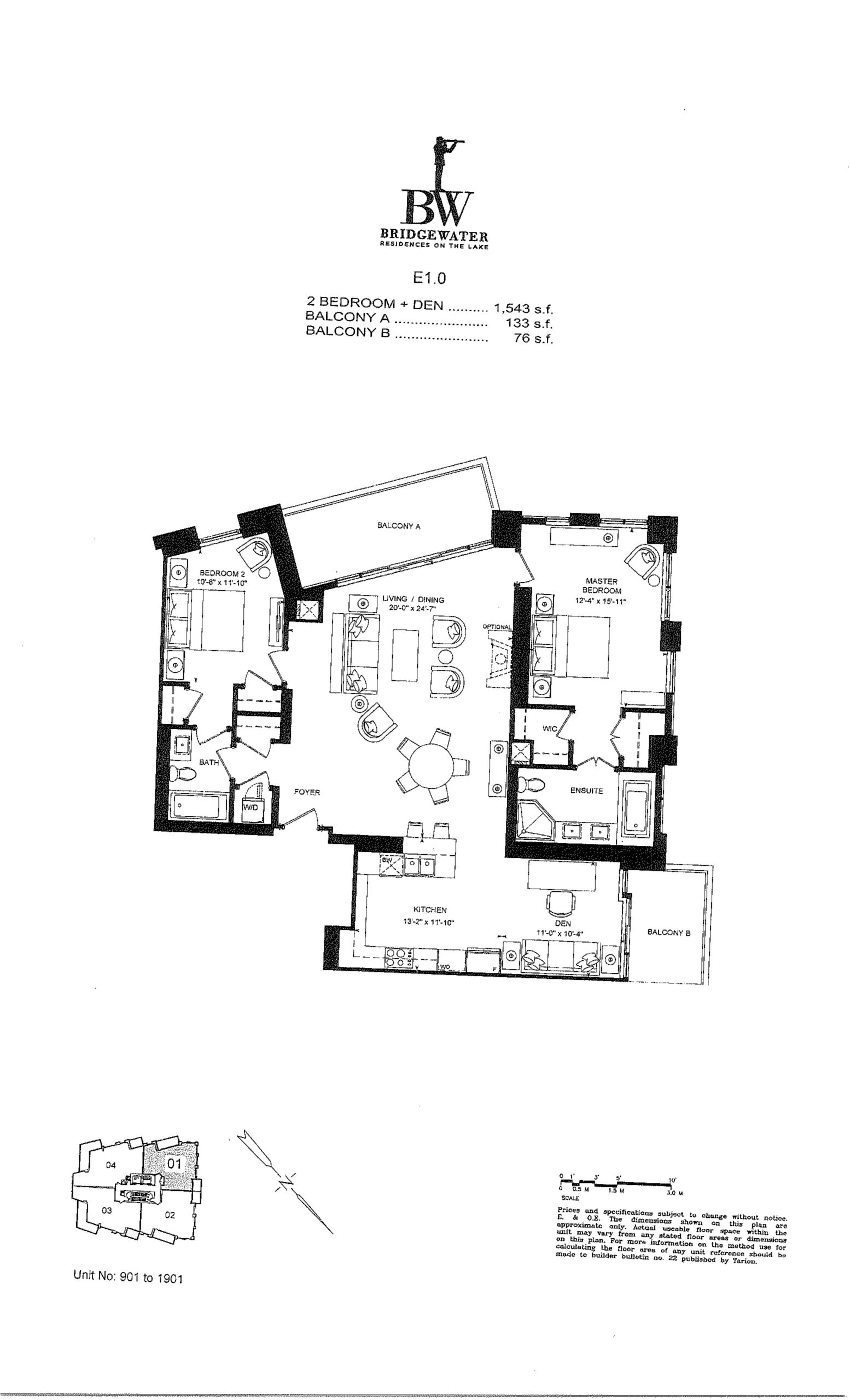 Unit 901 to 1901 floor plan