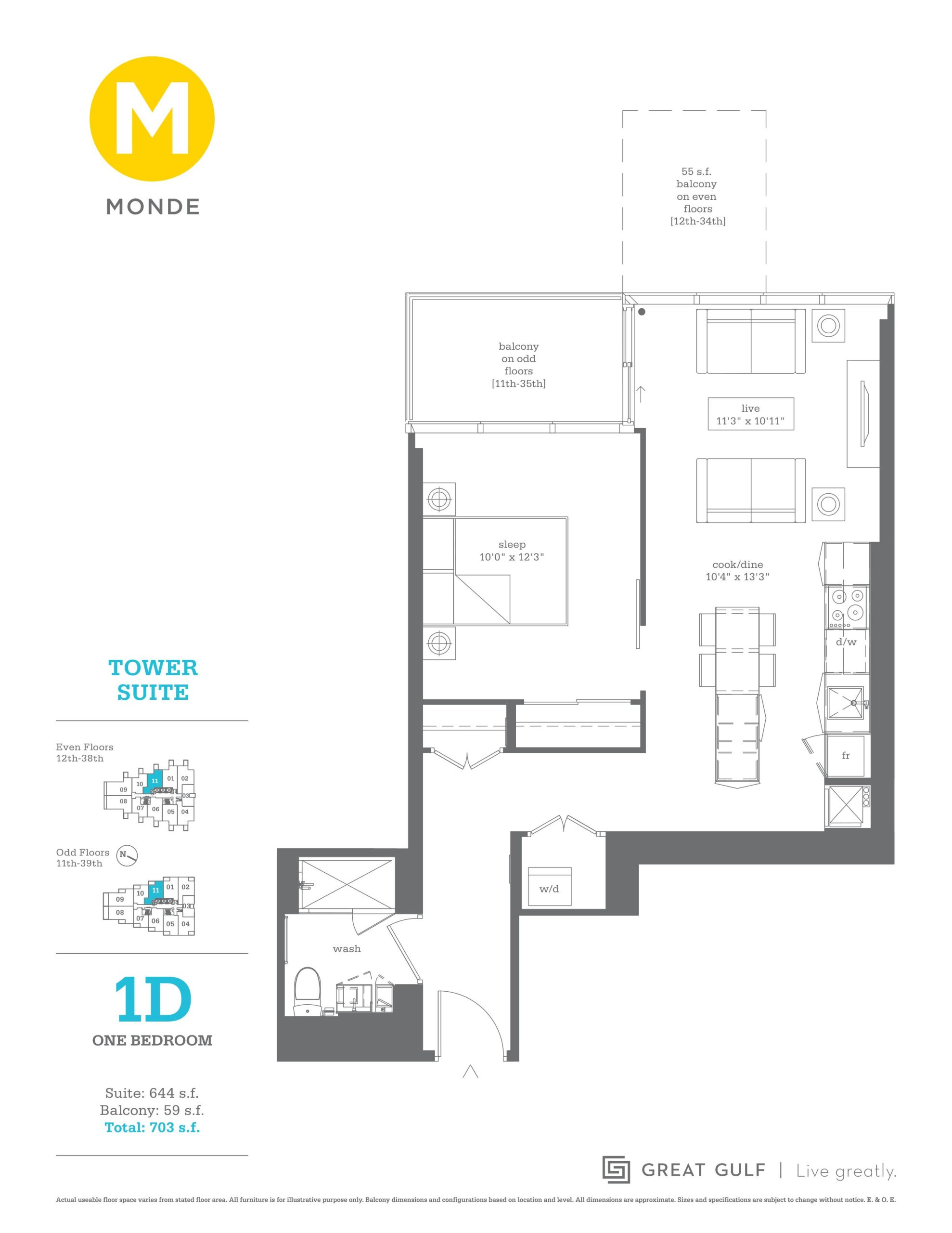 1D floor plan