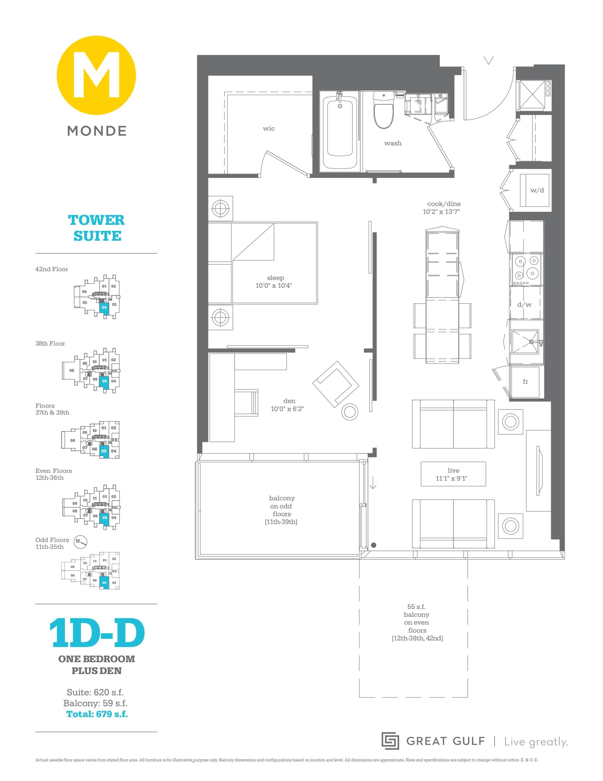 1D-D floor plan