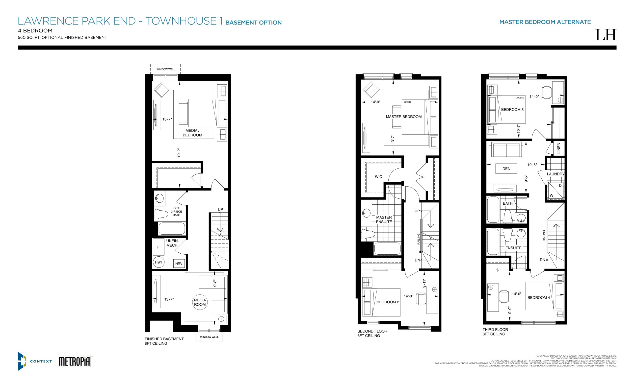 Lawrence Park End - TH 1 (Basement Option) floor plan