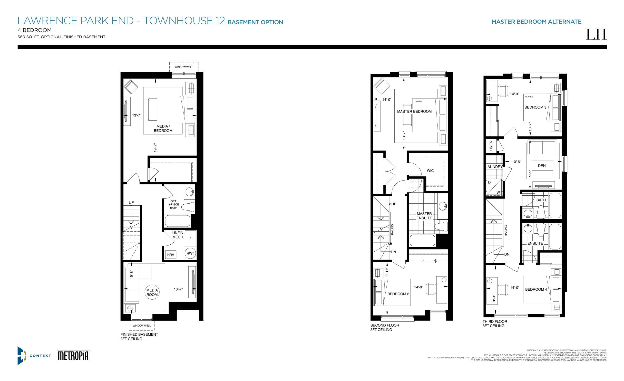 Lawrence Park End - TH 12 (Basement Option) floor plan