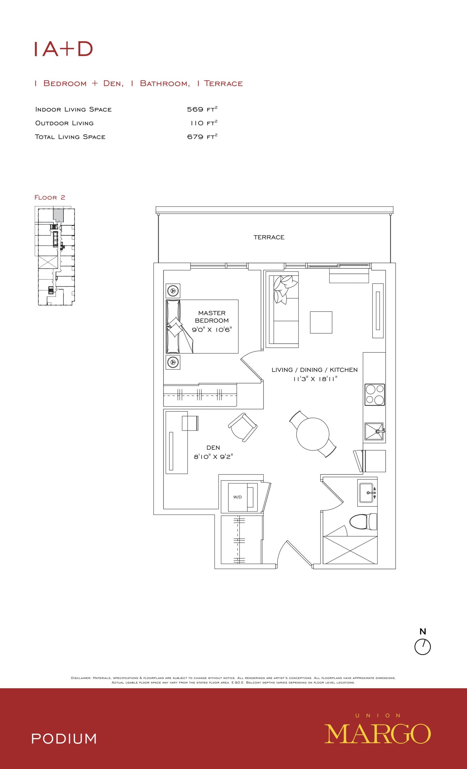 1A+D floor plan