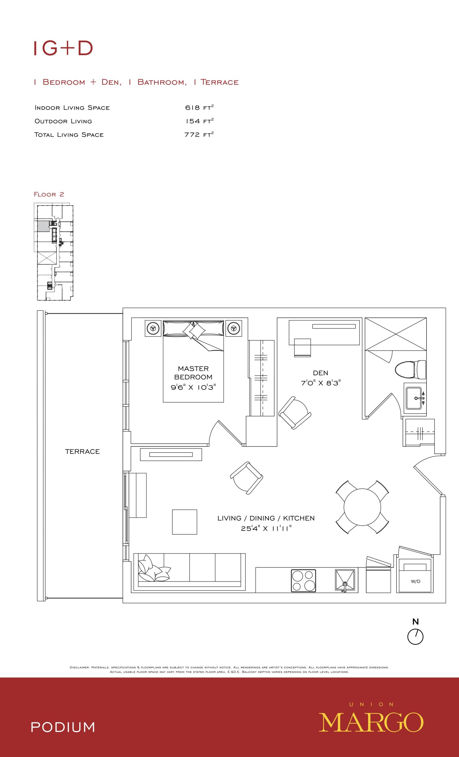 1G+D floor plan