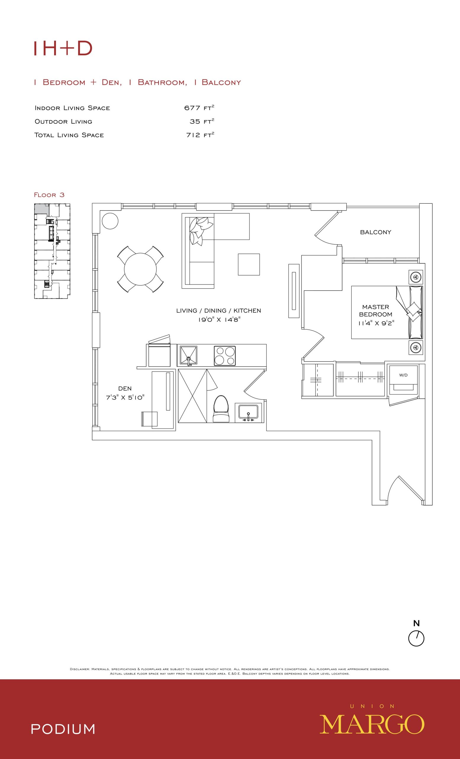 1H+D floor plan