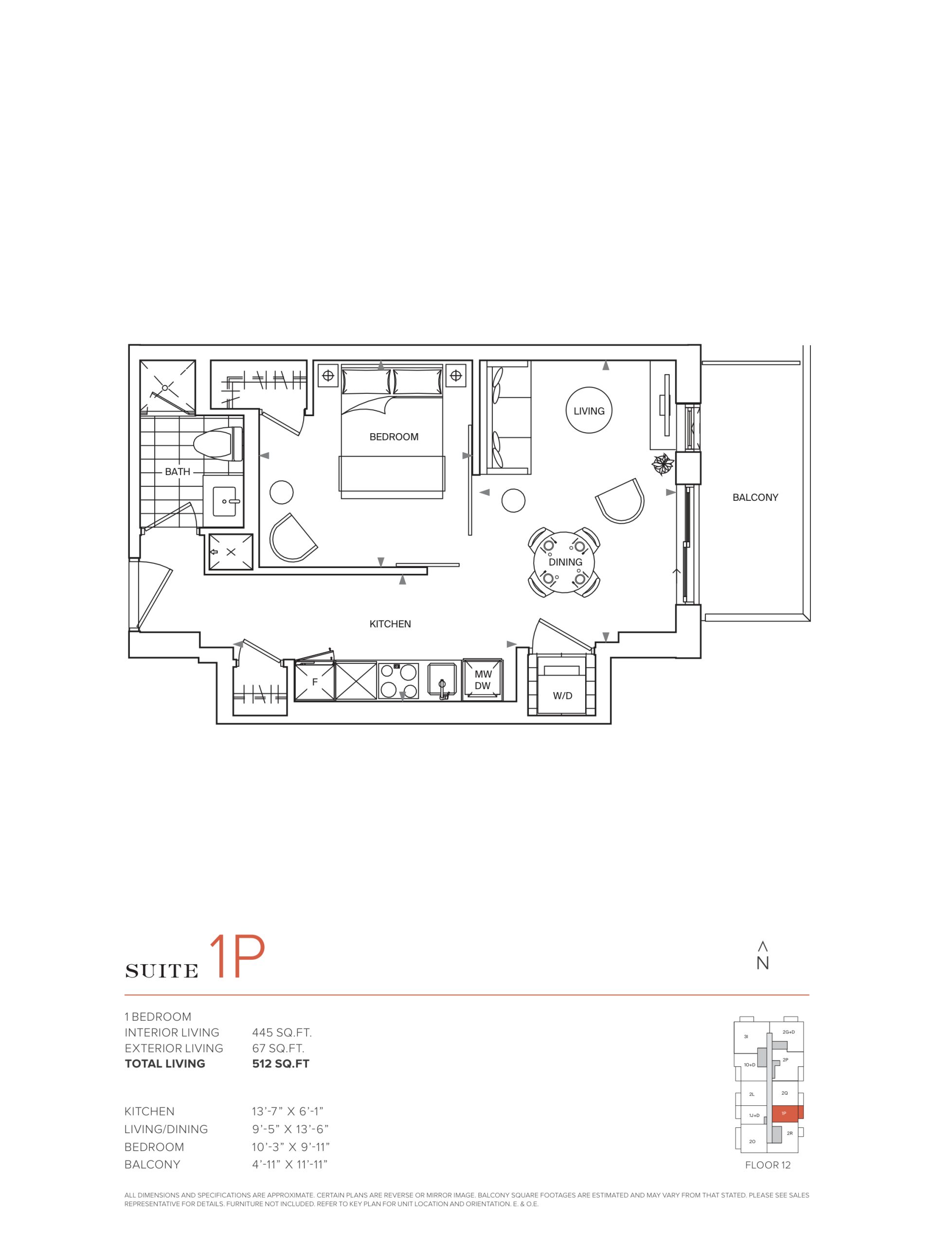 Suite 1P floor plan