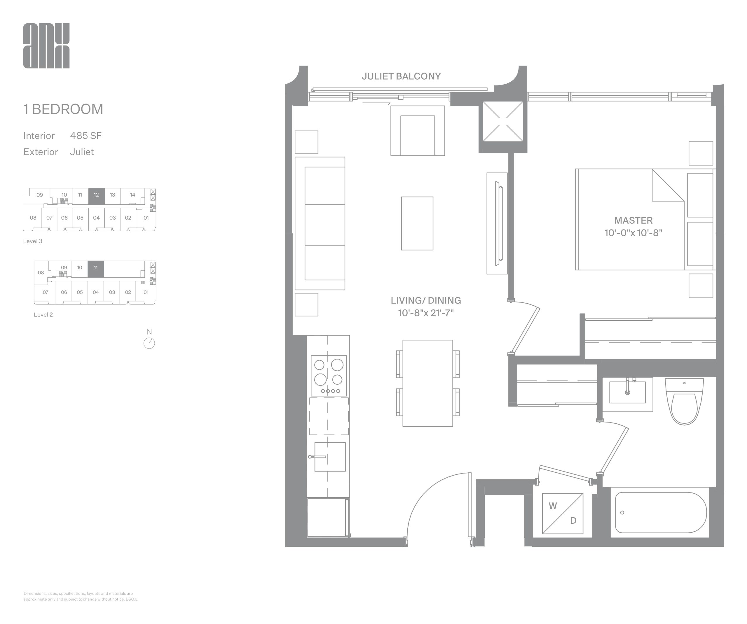 485 SF floor plan