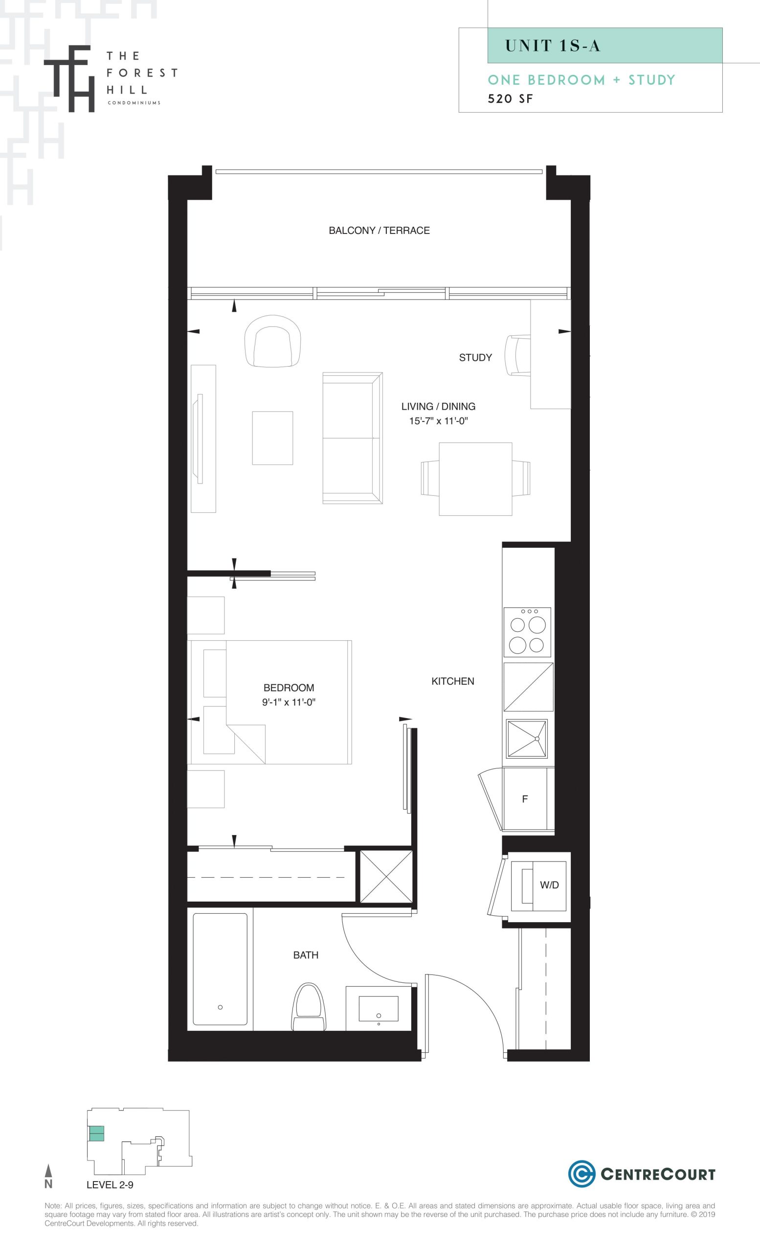 Unit 1S-A floor plan