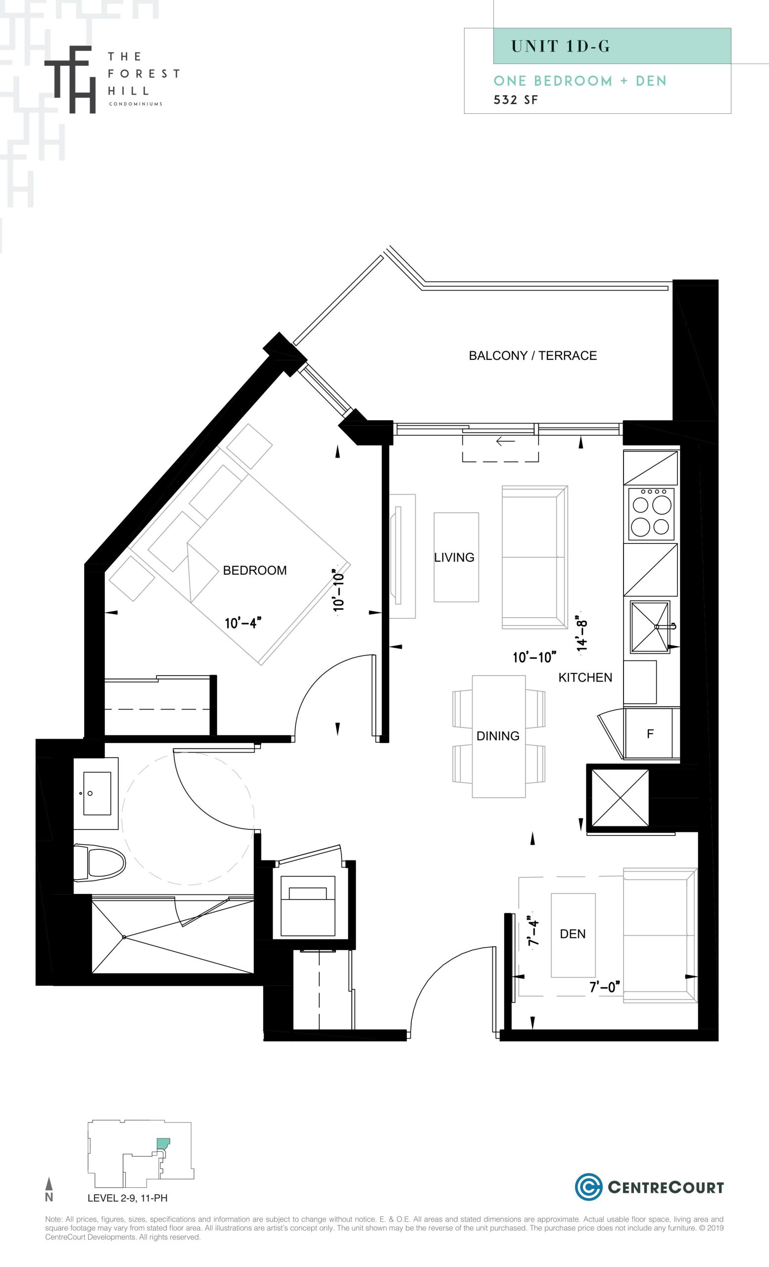 Unit 1D-G floor plan