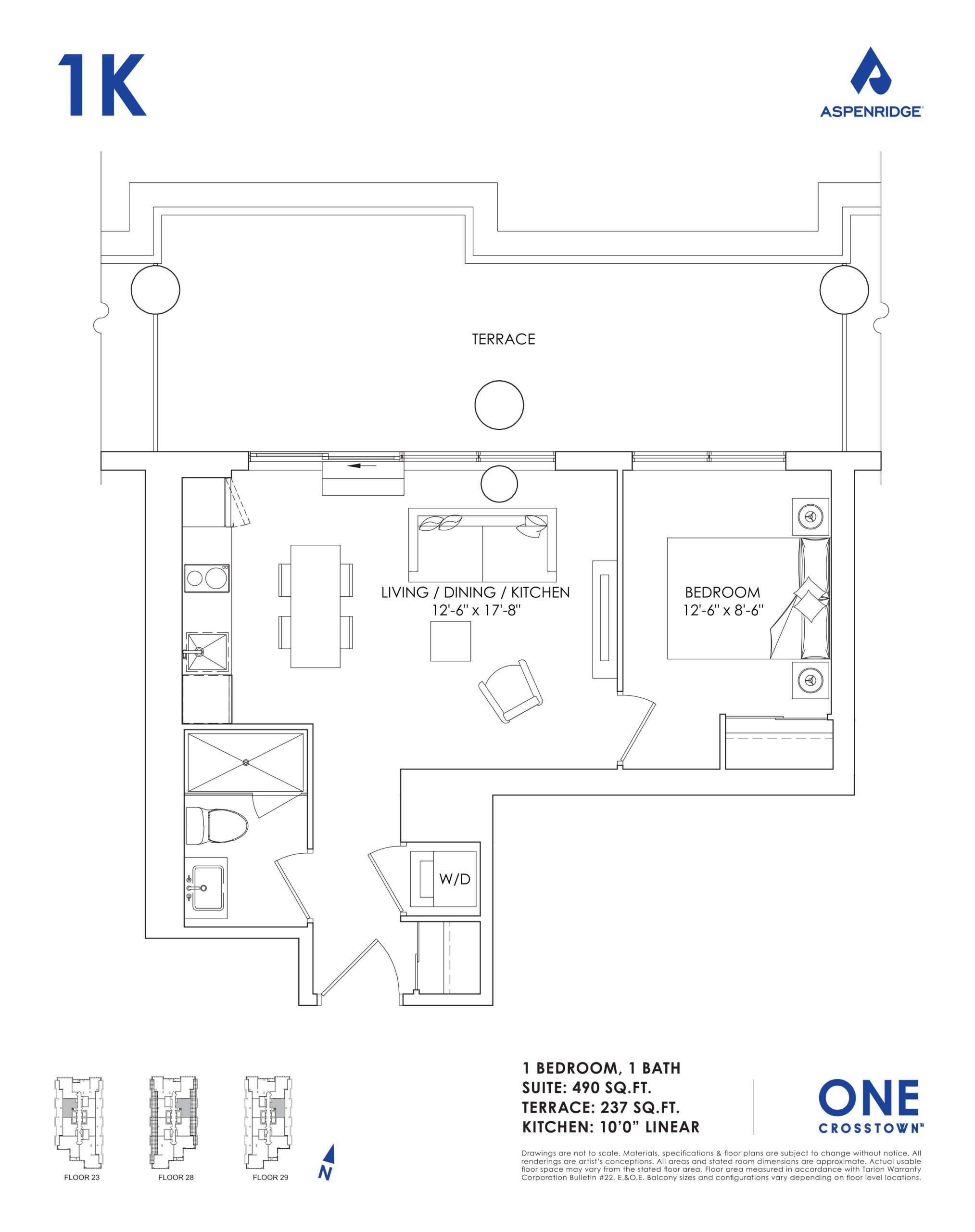 1K floor plan