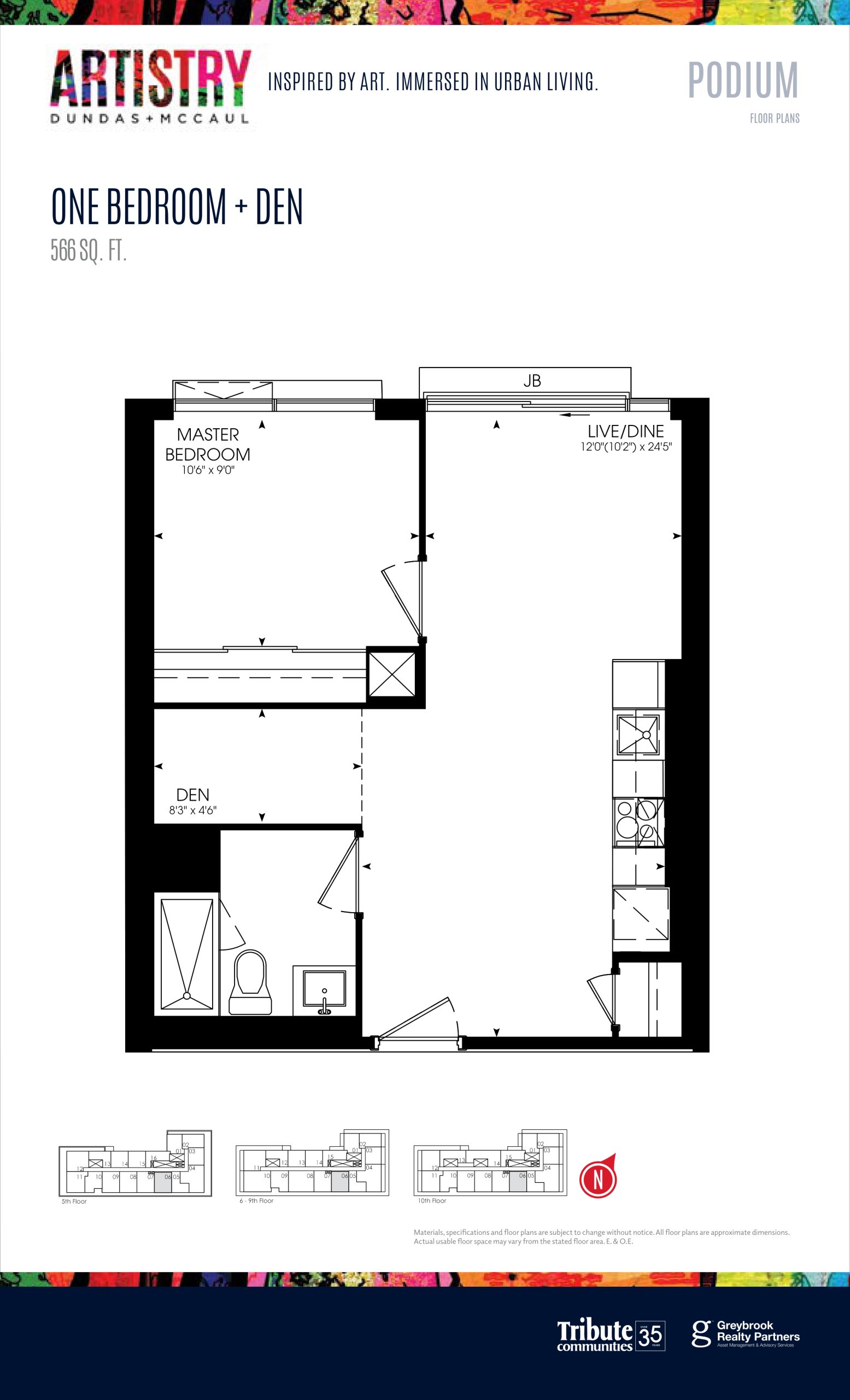566 sq. ft. - Podium floor plan
