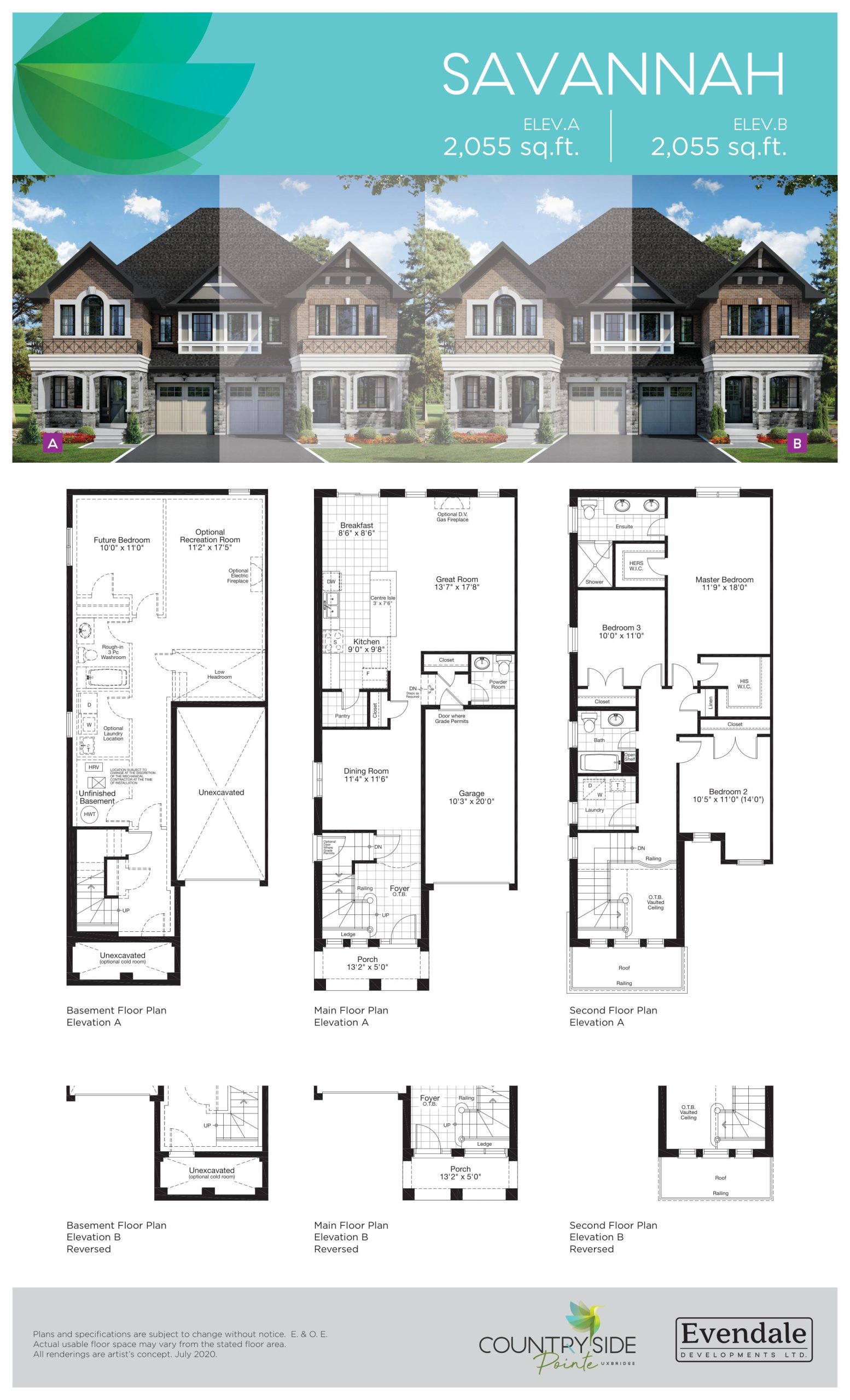 Savannah Elevation A/B floor plan
