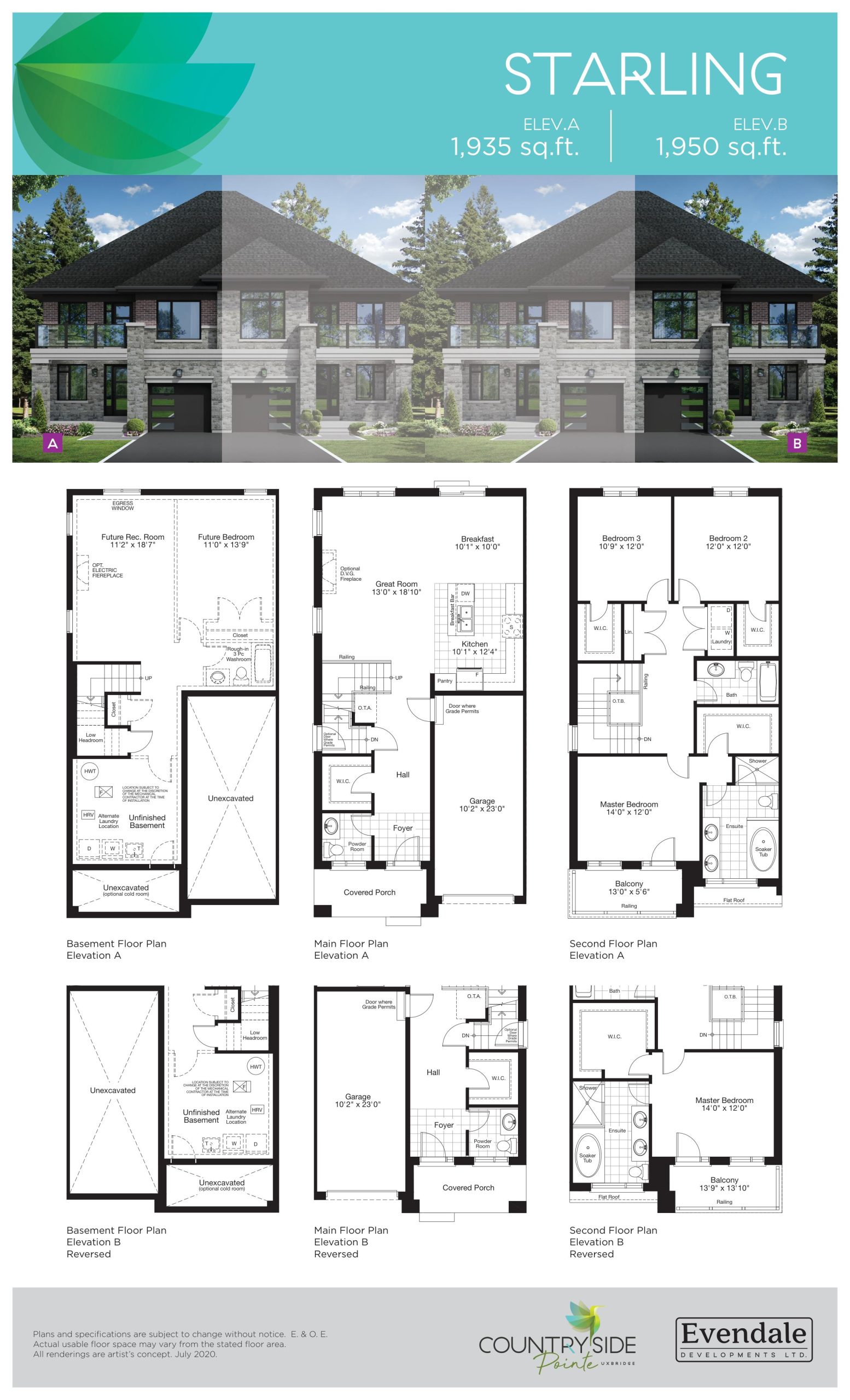 Starling Elevation A/B floor plan