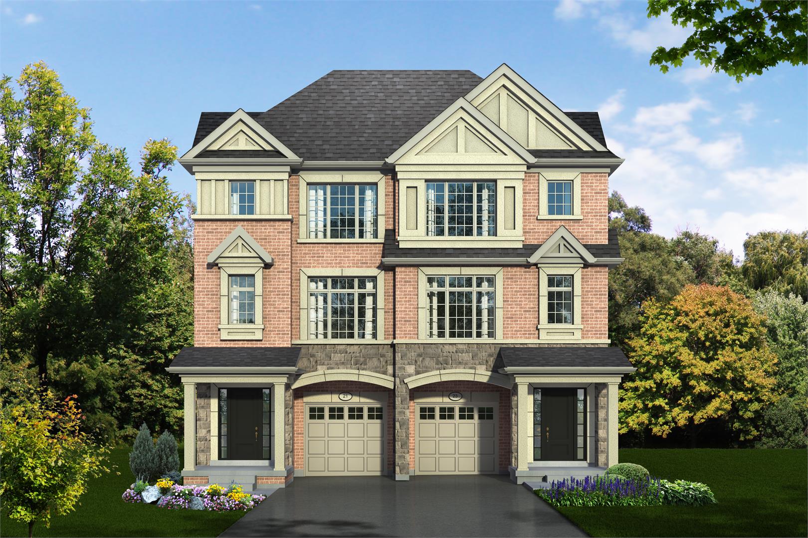 Hilltop Towns at Old Harwood & Grayson in Ajax — rendering 3