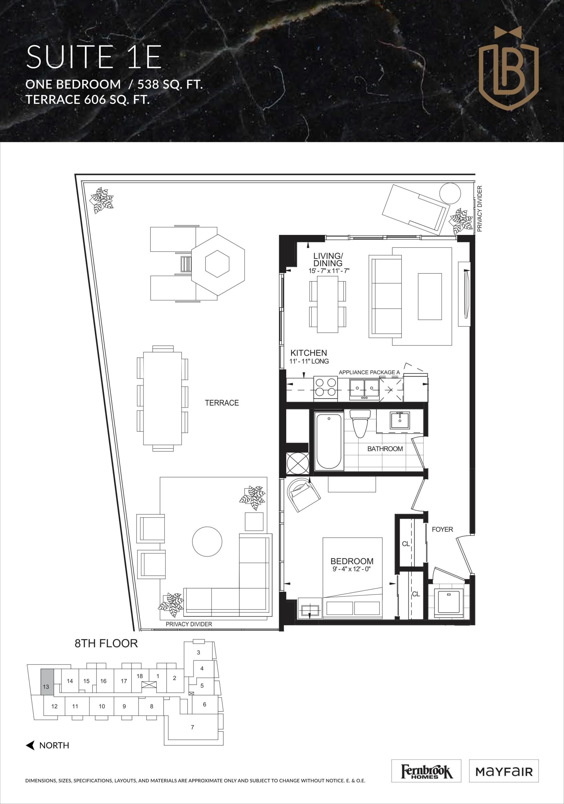 Suite 1E (Terrace) floor plan