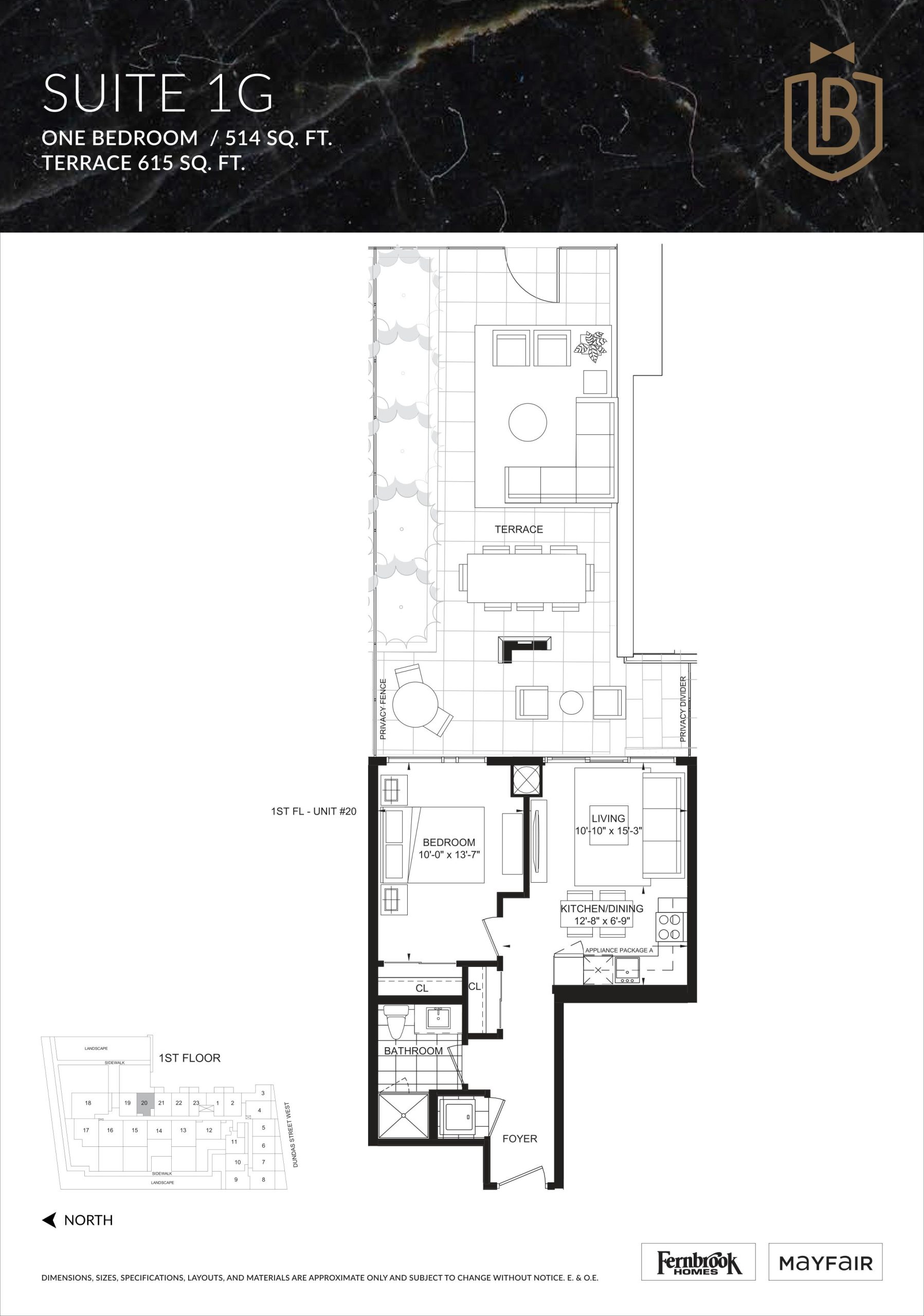 Suite 1G (Terrace) floor plan