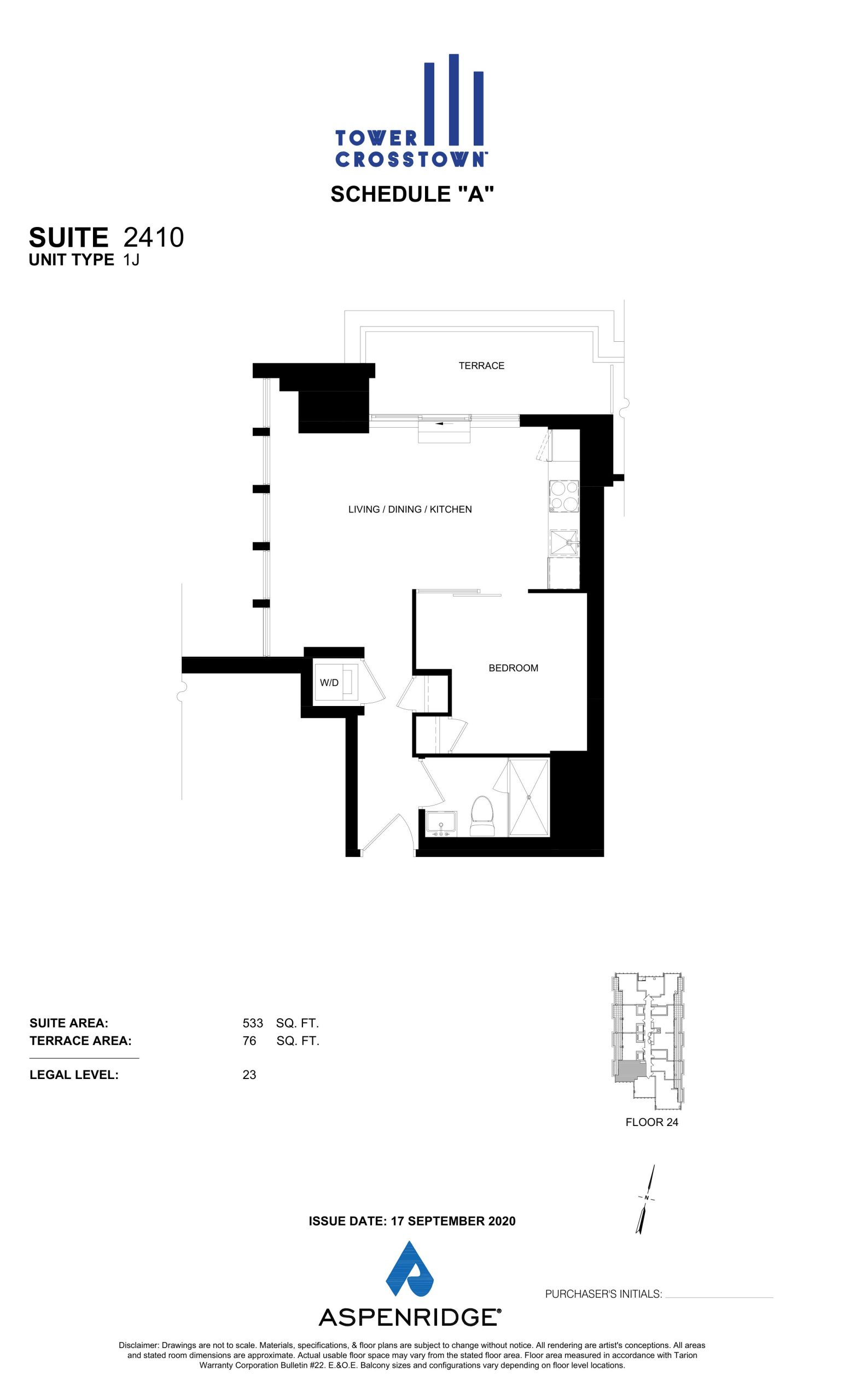 Suite 2410 - 1J floor plan
